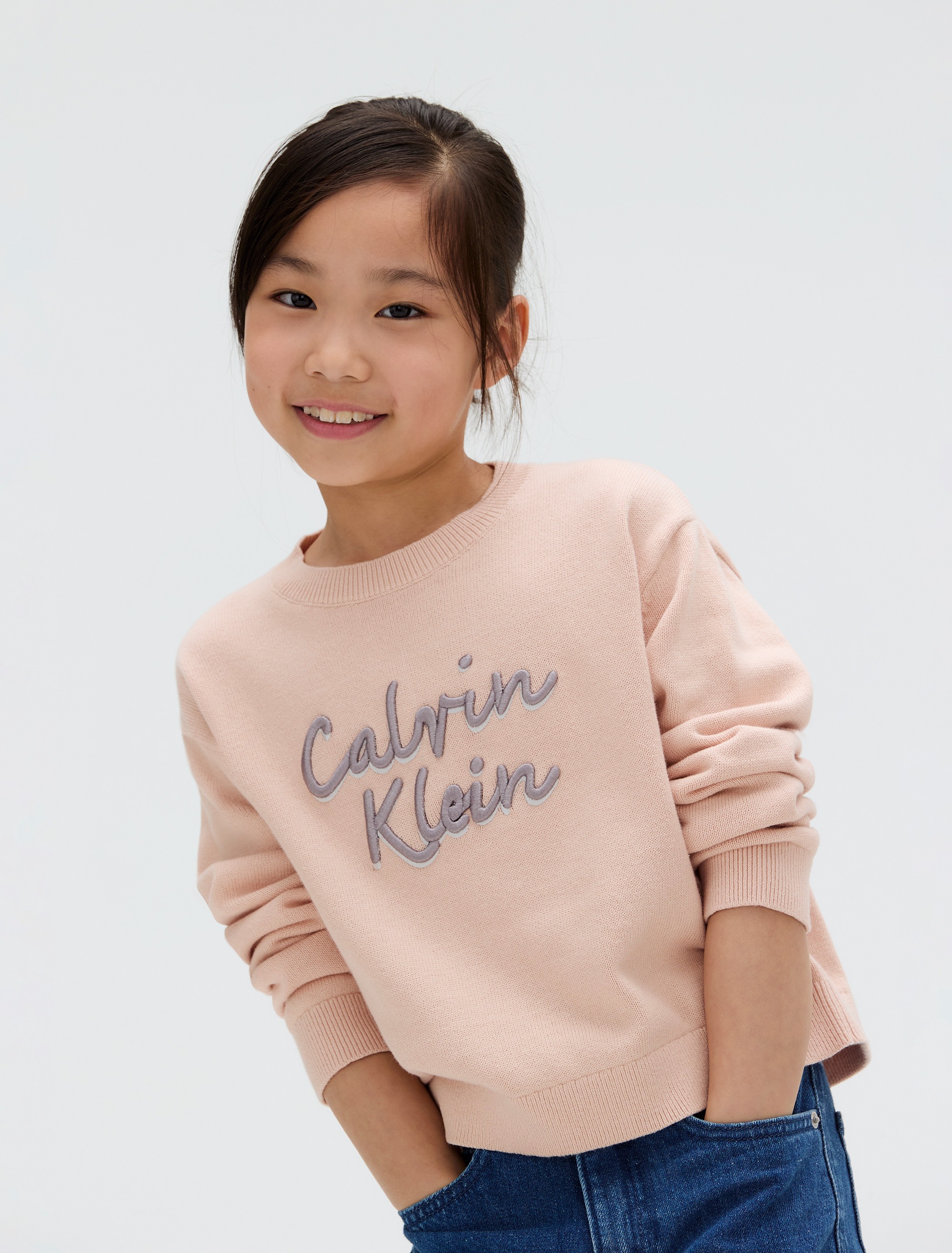 Calvin Klein Jeans Rundhalspullover »LOGO METALLIC INTERSIA«, für Kinder bis 16 Jahre, große Stickerei