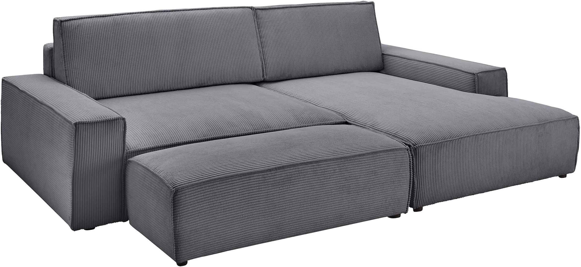 Home affaire Polsterecke »NEU: SHERWOOD XXL tief, L-Form mit Schlaffunktion, Big-Sofa mit Hocker«, (Set, 2 St.), stellbar zum Schlafsofa (Krokodilverbinder), Cord, Leinenoptik