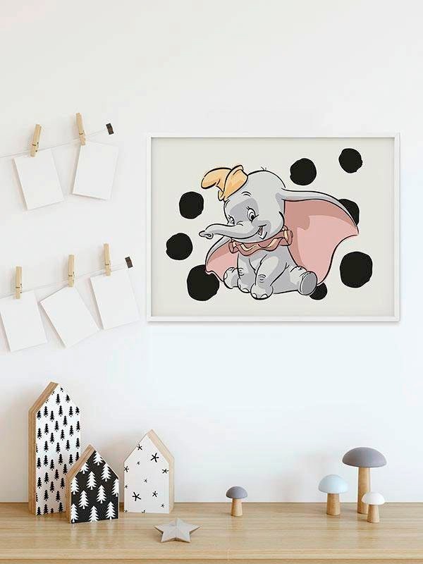 Komar Bild »Dumbo Dots Landscape«, Disney, (1 St.), Wandbild zur Dekoration im Kinderzimmer - ohne Rahmen