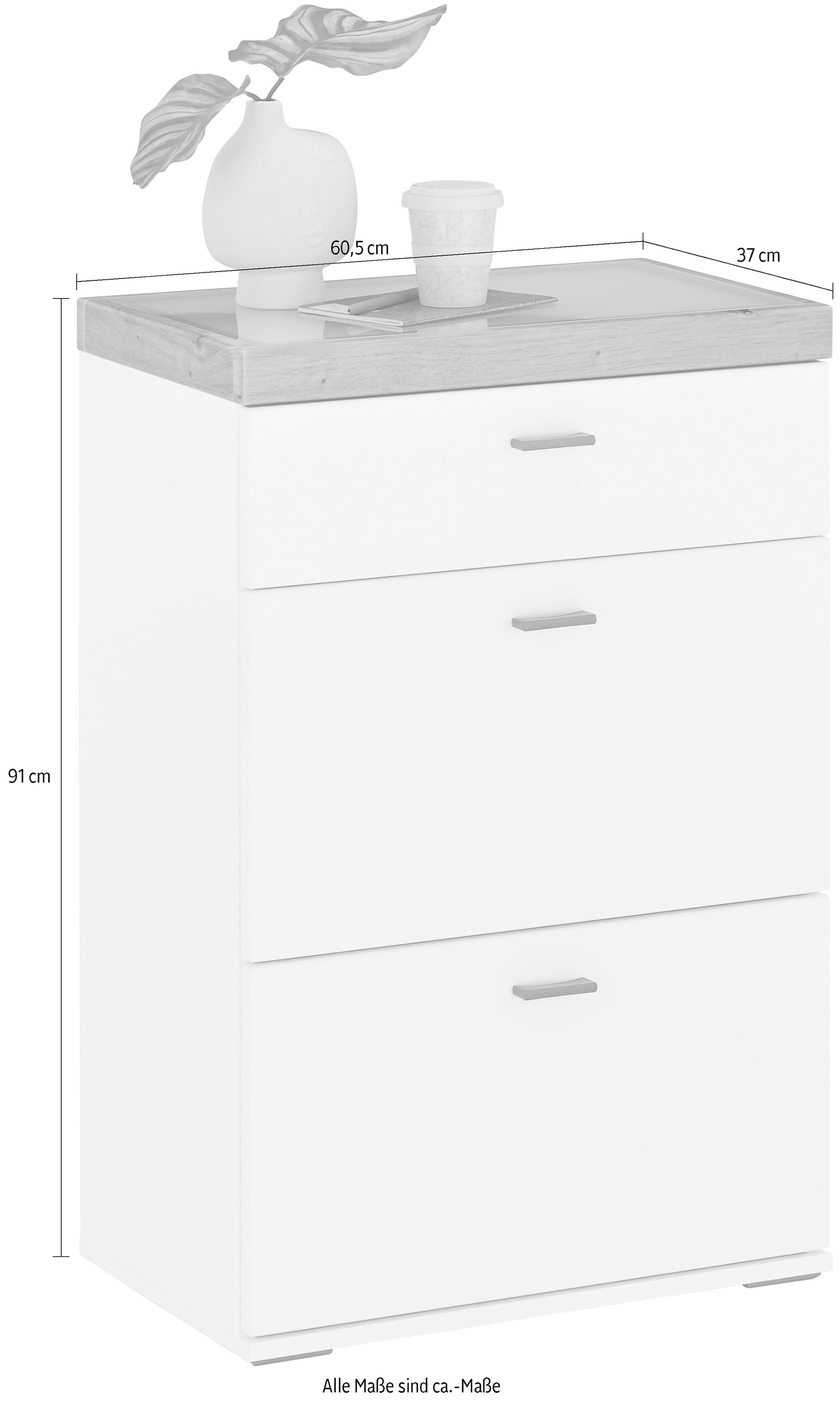 set one by Musterring Highboard »Lancaster Dielen«, inklusive LED-Beleuchtung, in 2 Farben erhältlich, B 61 x H 91 cm