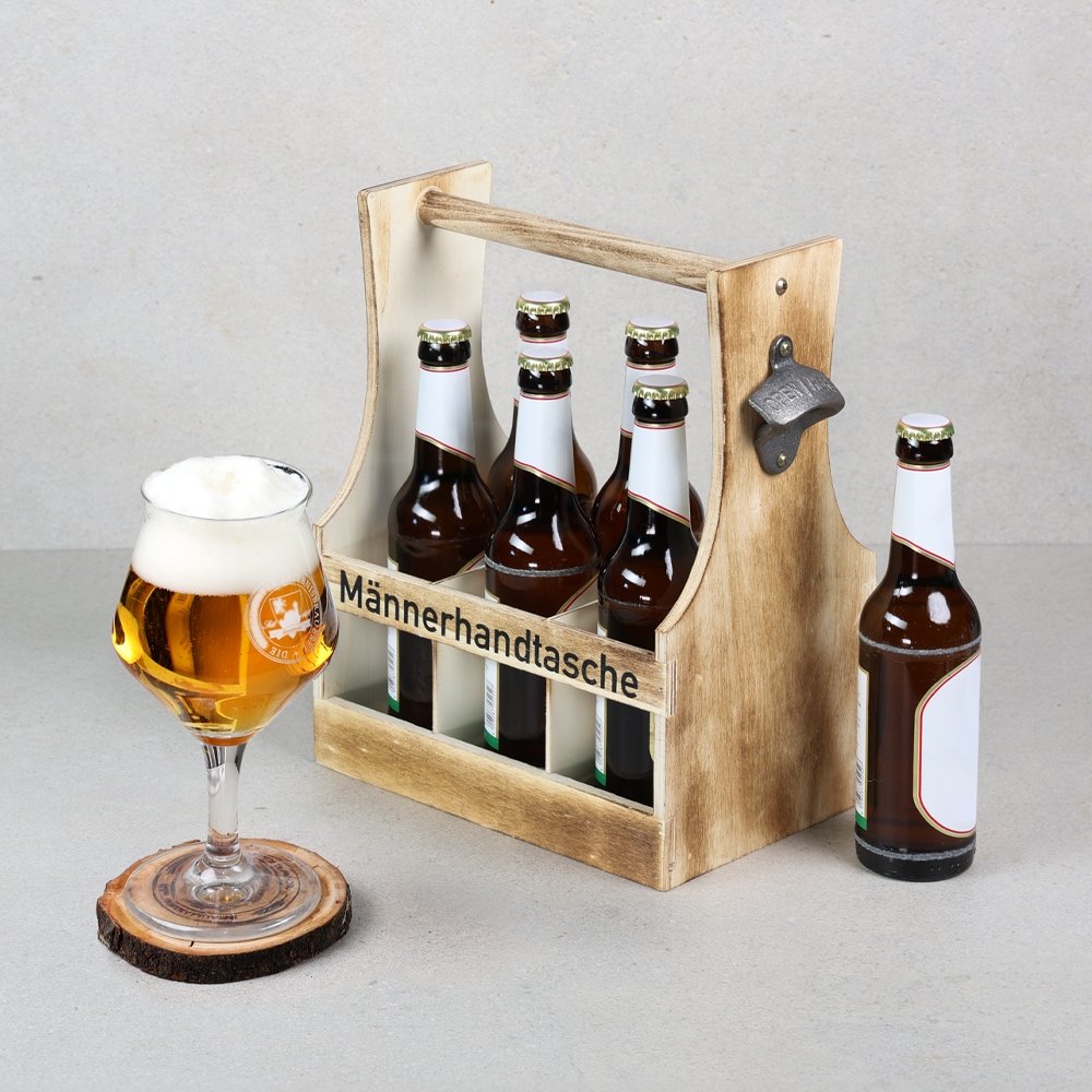 KESPER® Flaschenträger »Männerhandtasche, geflammt, Sperrholz, FSC« mit Flaschenöffner