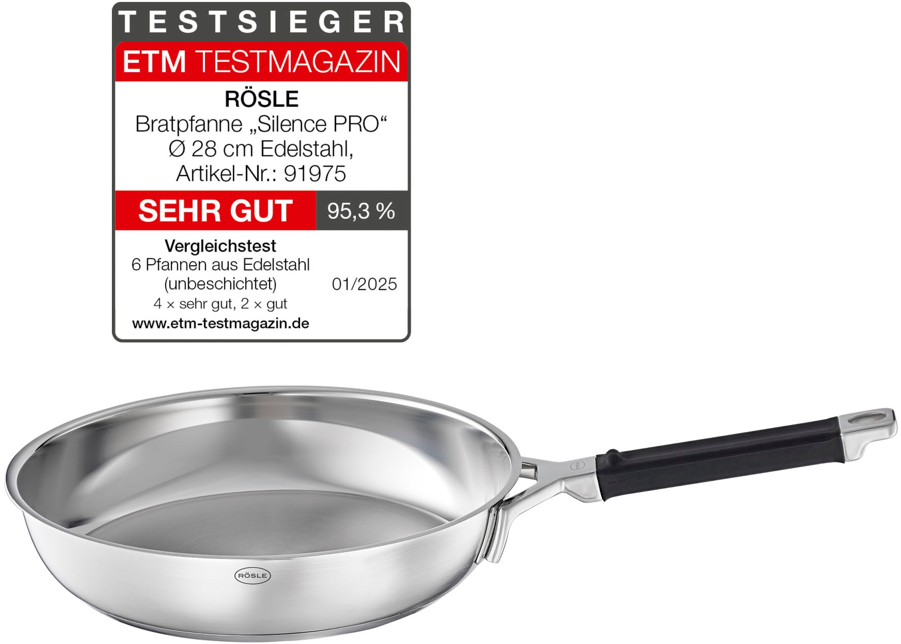 RÖSLE Bratpfanne »SILENCE PRO« Edelstahl 18/10 1 Stk. tlg. Universalpfanne, günstig online kaufen