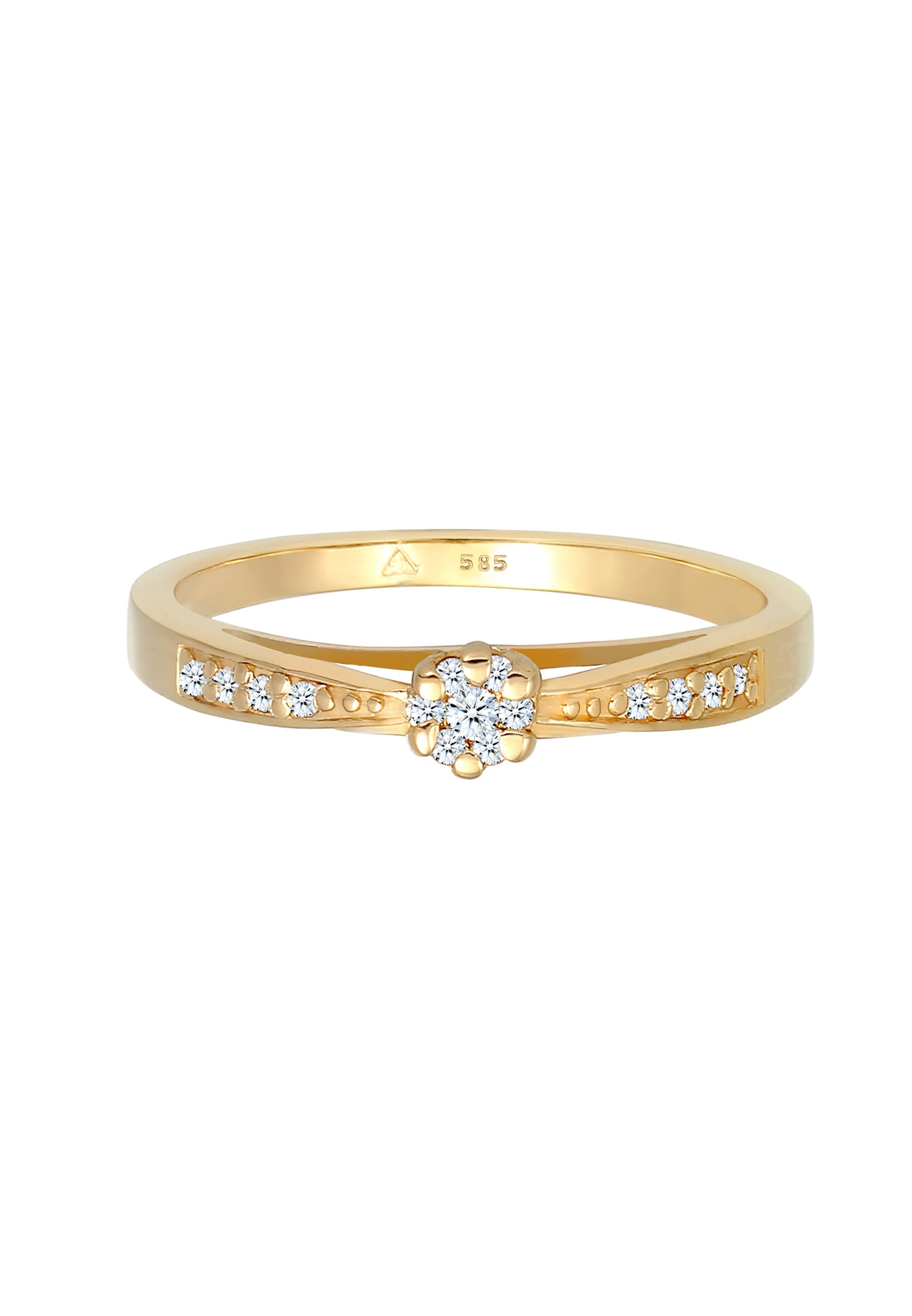 Elli DIAMONDS Verlobungsring »Verlobung Diamant (0.085 ct.) Blume 585 Gelbgold«