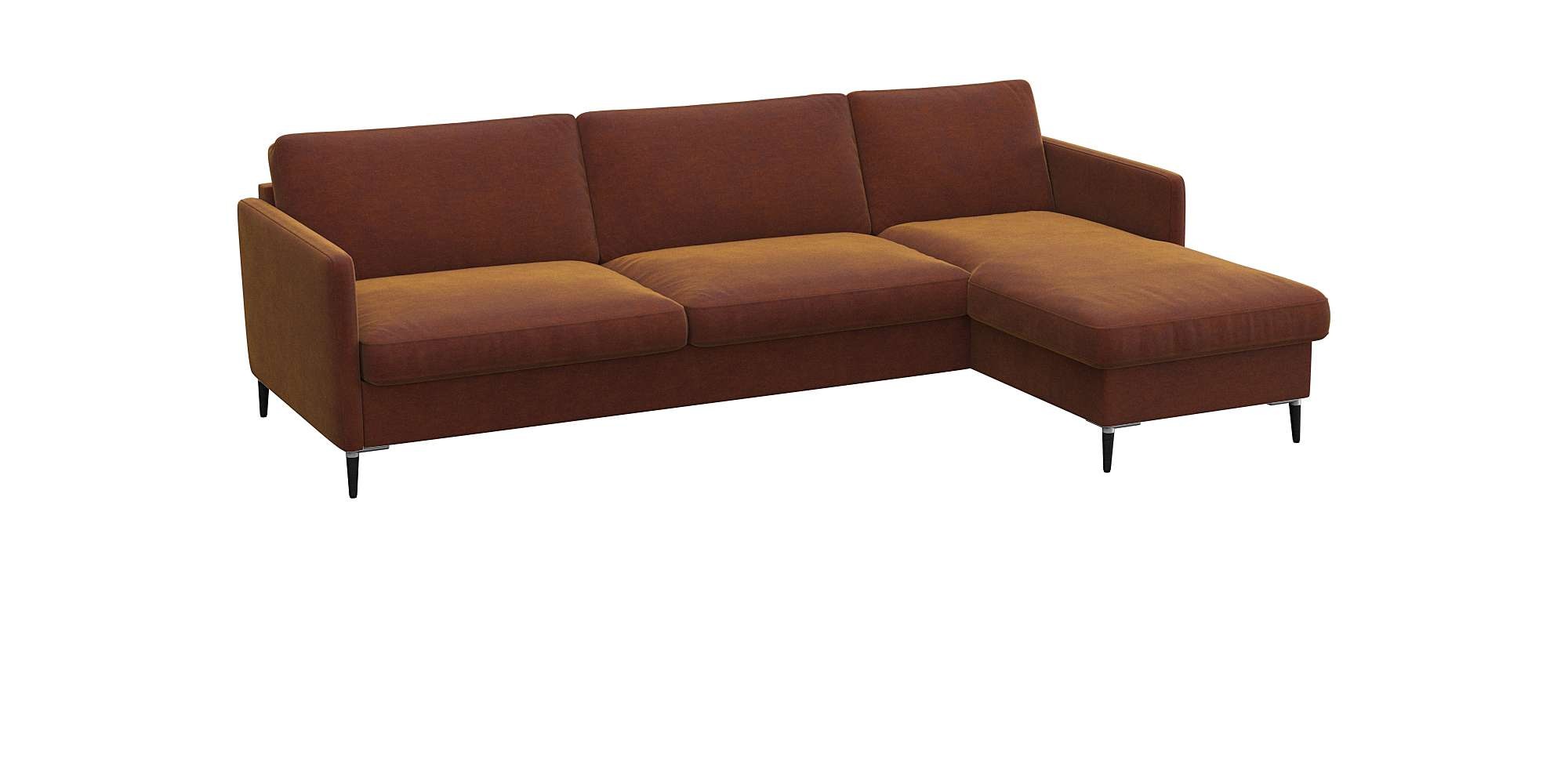 FLEXLUX Ecksofa »Fiore, super Sitzkomfort durch Kaltschaum im Sitz, L-Form« schmale Armlehnen, Füße Alu+schwarz