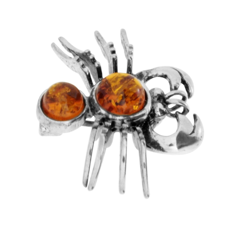 OSTSEE-SCHMUCK Brosche »Brosche Krebs Brosche Krebs« () 20 x 26 mm Silberbrosche mit Bernstein als Krebs gearbeitet