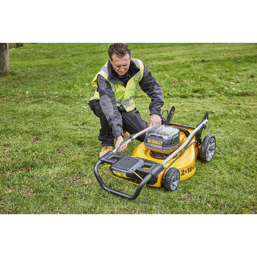 DeWalt Akkurasenmäher »DCMW564N-XJ Akku-Rasenmäher (bl), 48cm, 2x18 bzw. 54 Volt«, (Basisversion (ohne Akku und Netzteil)