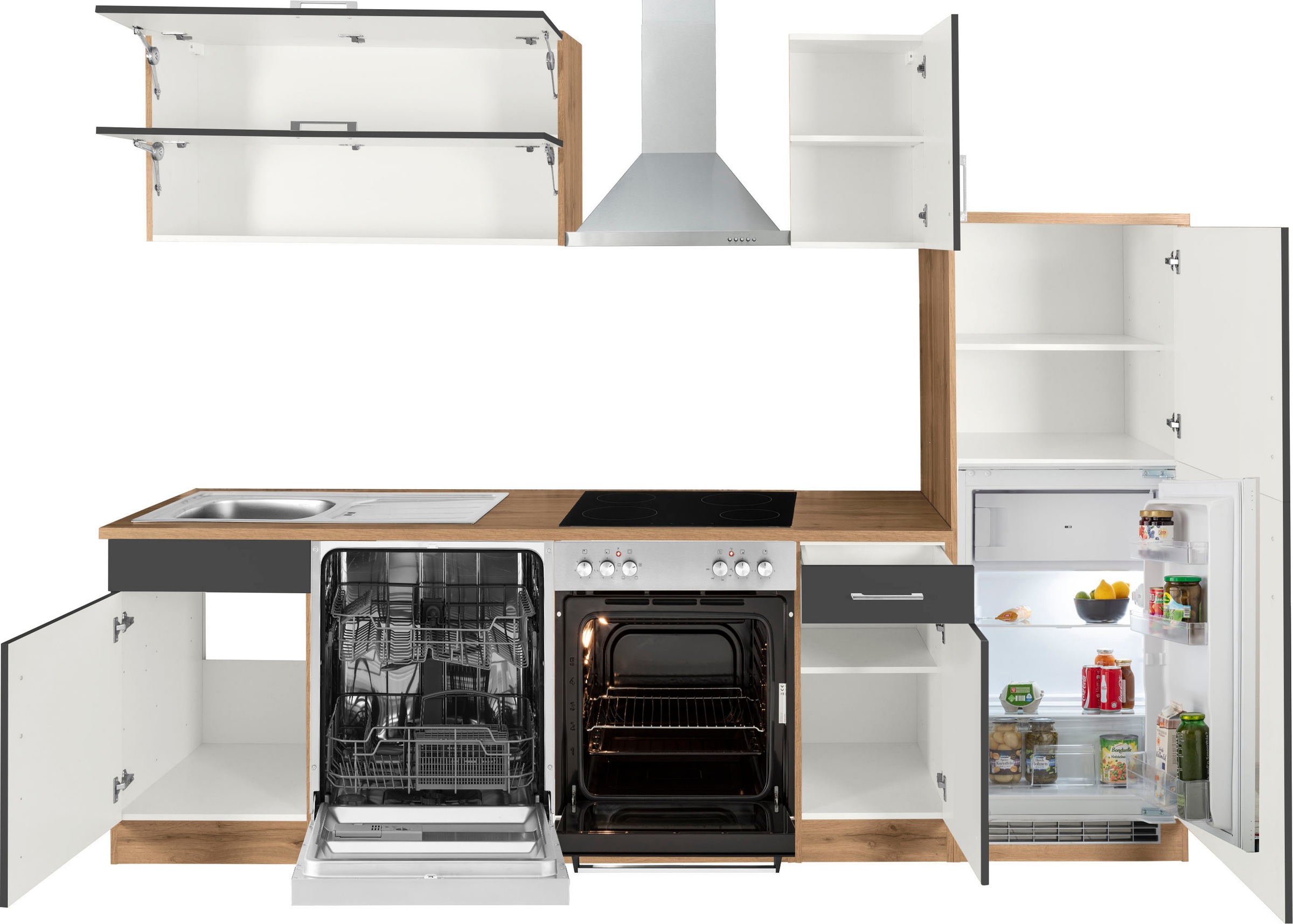 KOCHSTATION Küchenzeile »KS-Colmar«, mit E-Geräten, Breite 270 cm