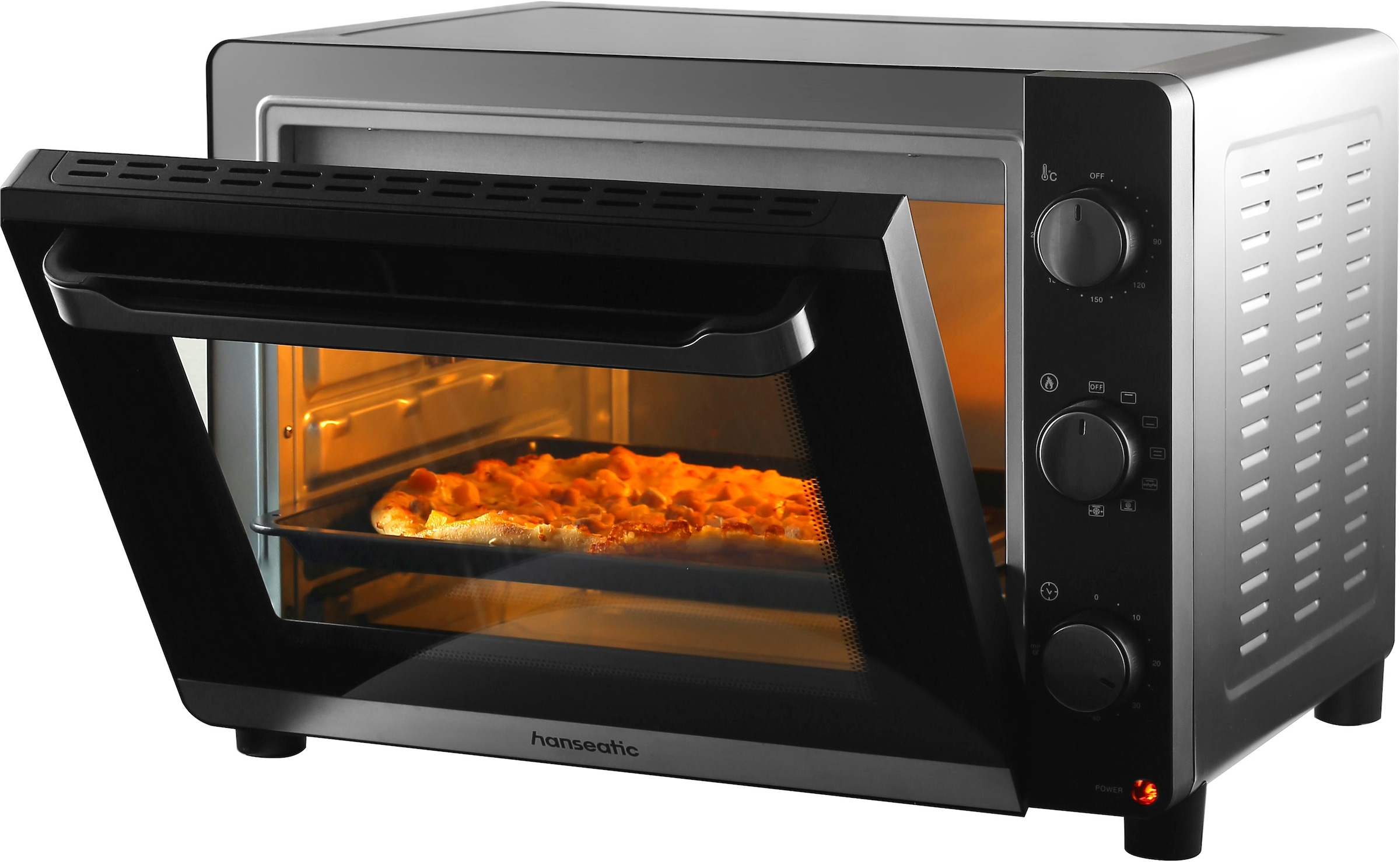 Hanseatic Kleinküche »HMO466BKB mit XXL 46-L-Garraum« Temperatureinstellung 90°C-230C°