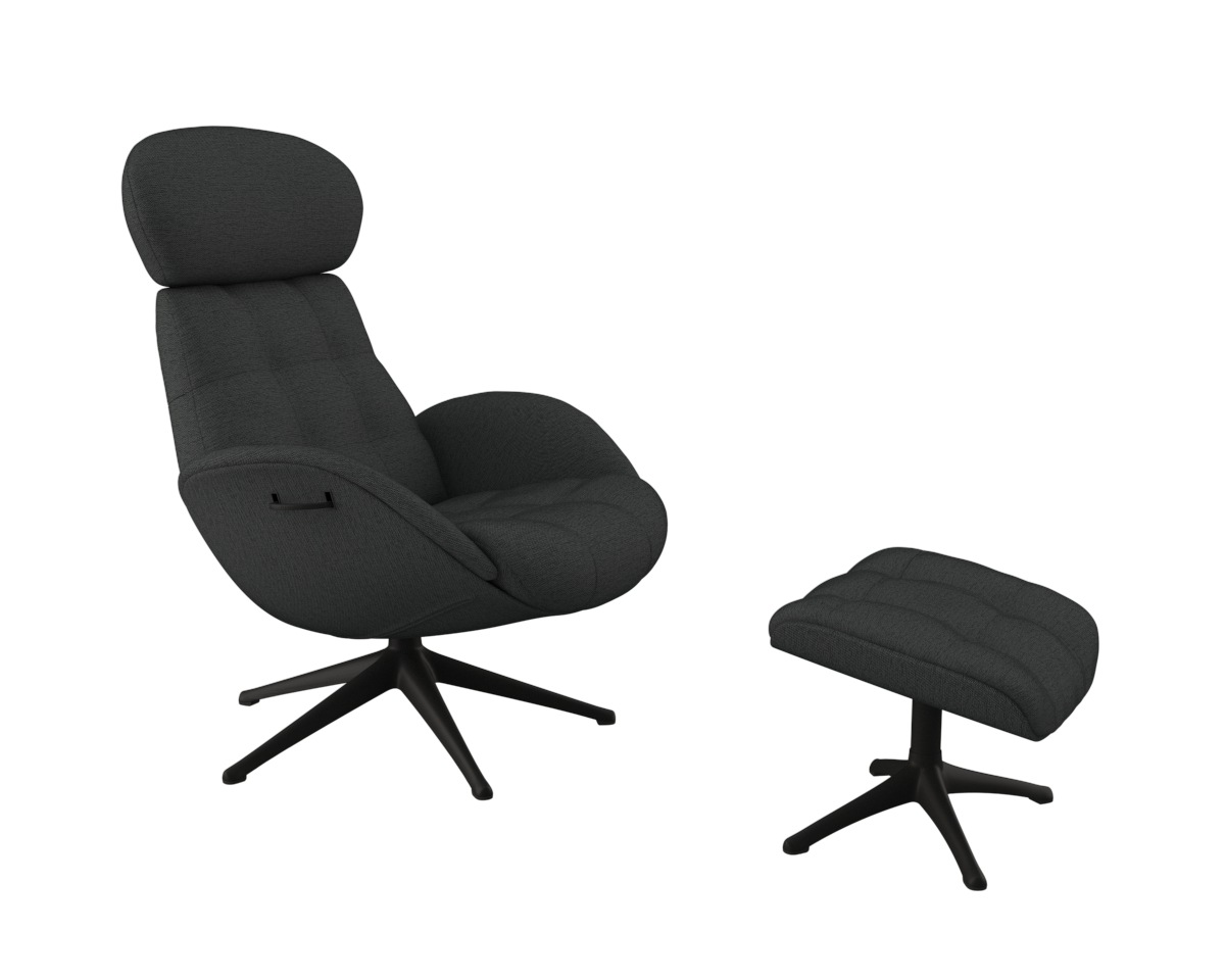 FLEXLUX Relaxsessel »Chester, Funktionsessel, Polstersessel, Armlehnen-, TV-Fernsehsessel«, Premium Komfort, Rücken- und Kopfteilverstellung, Drehbar, Fuß Schwarz