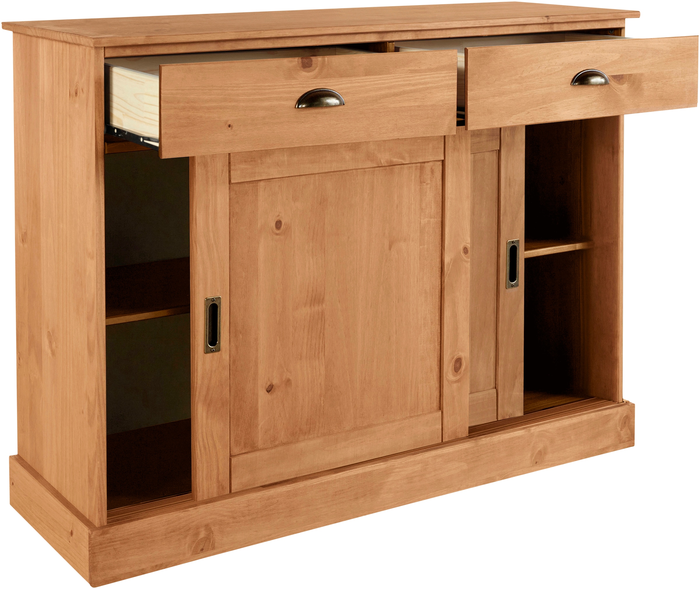 Home affaire Sideboard »Schröder«, Kommode, 2 Schiebetüren, 2 Schubkasten, aus massivem Kiefernholz