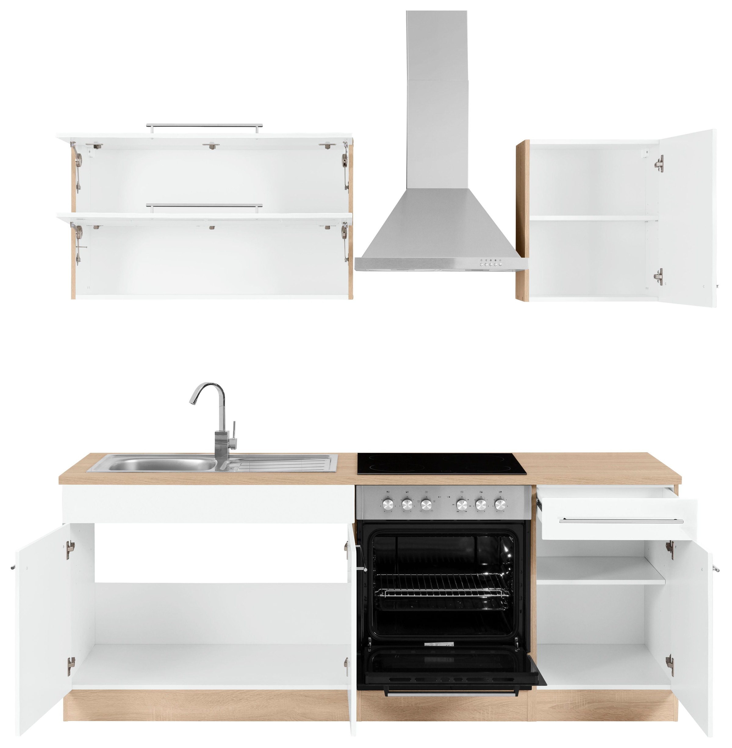 KOCHSTATION Küchenzeile »KS-Eton«, mit E-Geräten, Breite 210 cm