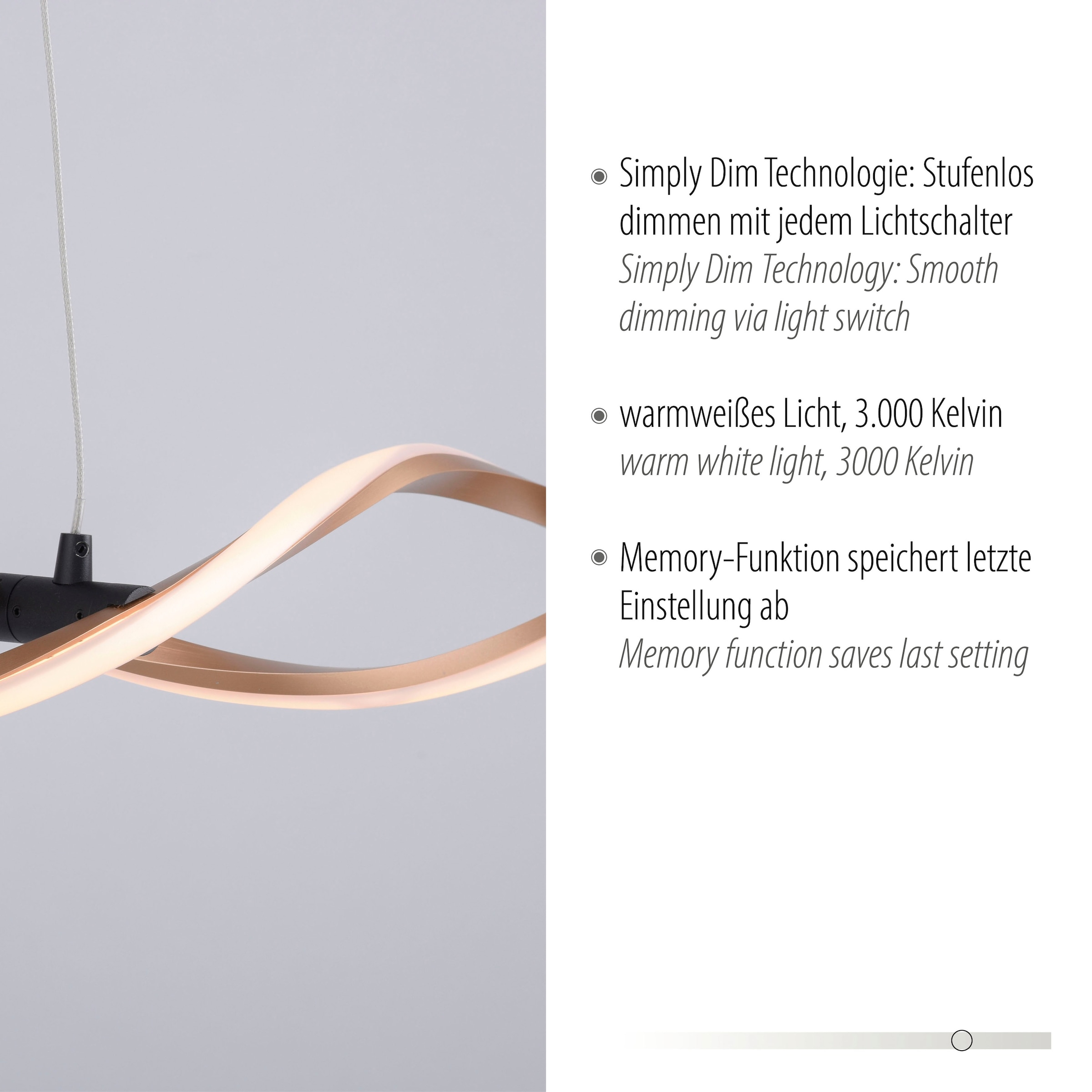 Paul Neuhaus Pendelleuchte »POLINA«, 2 flammig, Leuchtmittel LED-Board | LED fest integriert, festverbaute LED, stufenlos dimmbar über Wandschalter, warmweiß