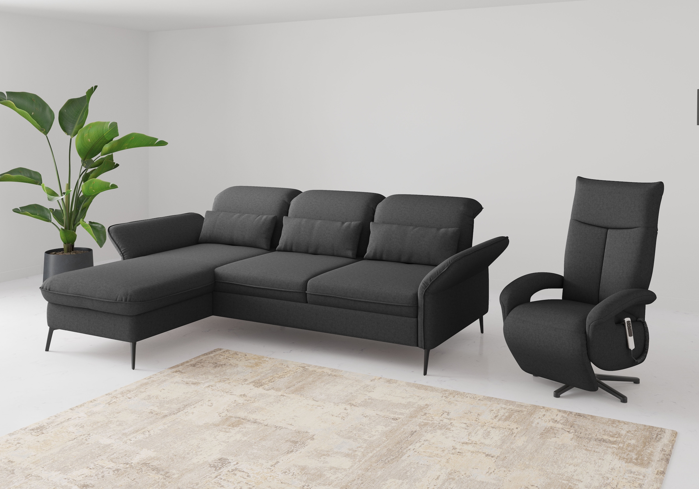 sit&more Ecksofa »Emely«, mit Sitztiefenverstellung optional mit Bettfunktion und Bettkasten