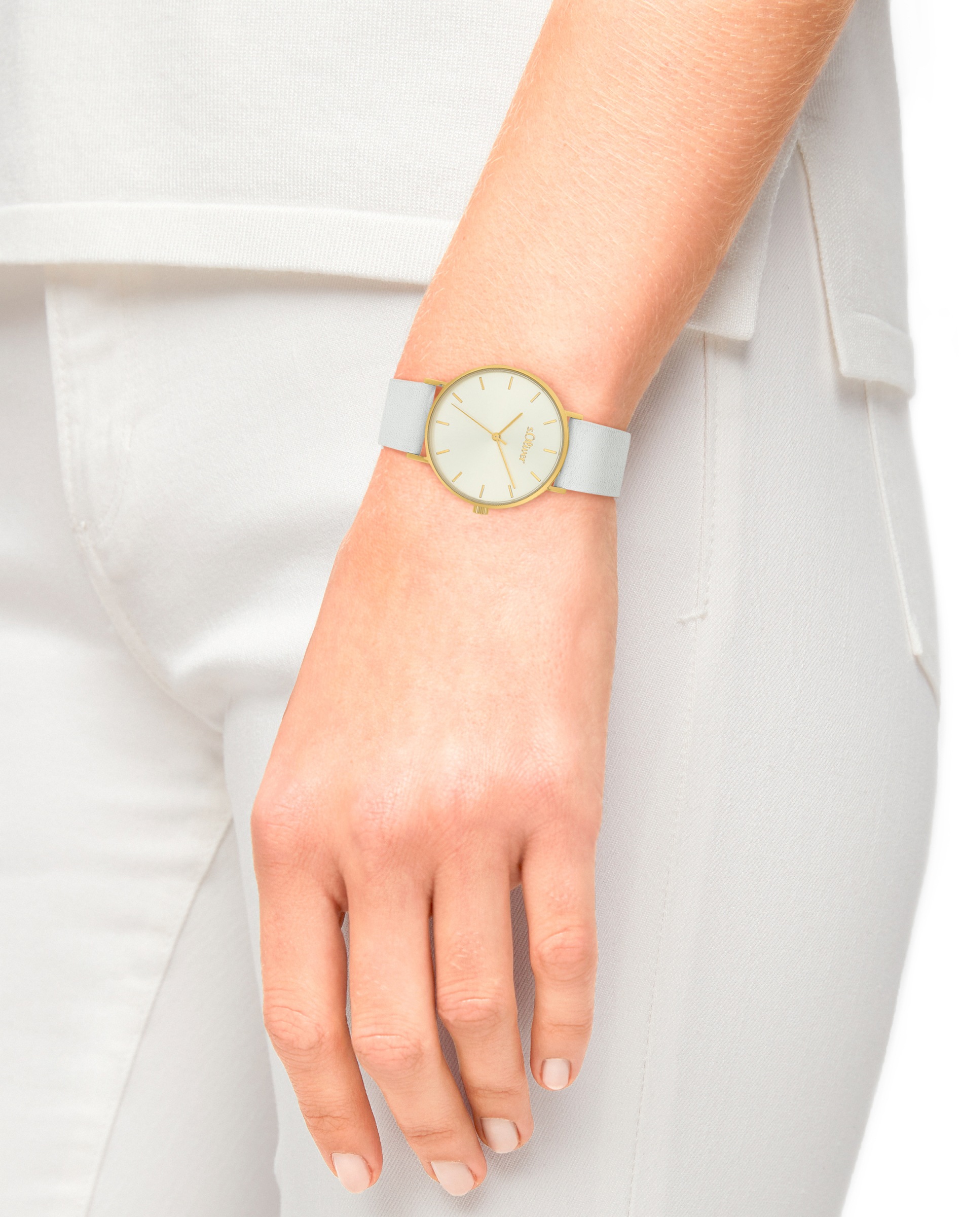 s.Oliver Quarzuhr, Armbanduhr, Damenuhr, analog, Lederarmband
