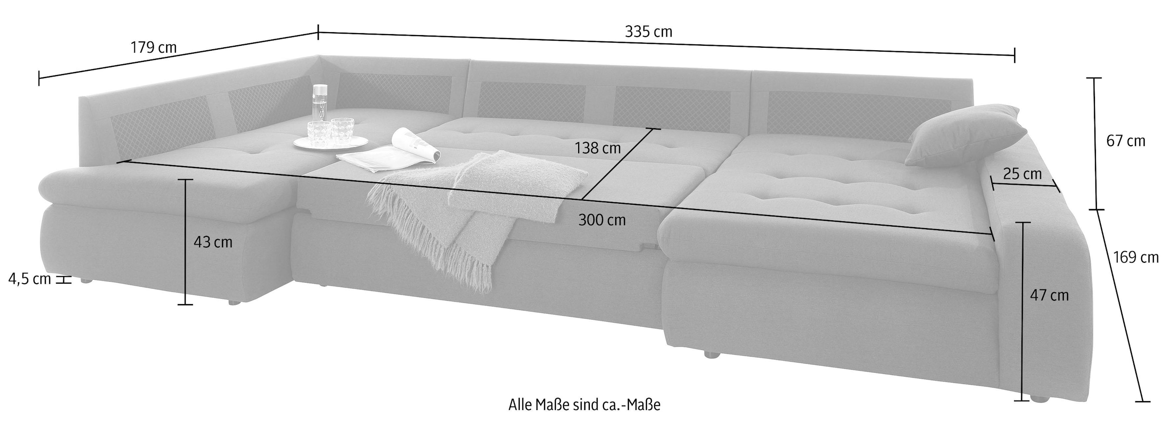 TRENDMANUFAKTUR Wohnlandschaft »Indie II, tolle Detailverarbeitung, bequem und komfortabel im Sitz«, wahlweise mit Bettfunktion, U-Form