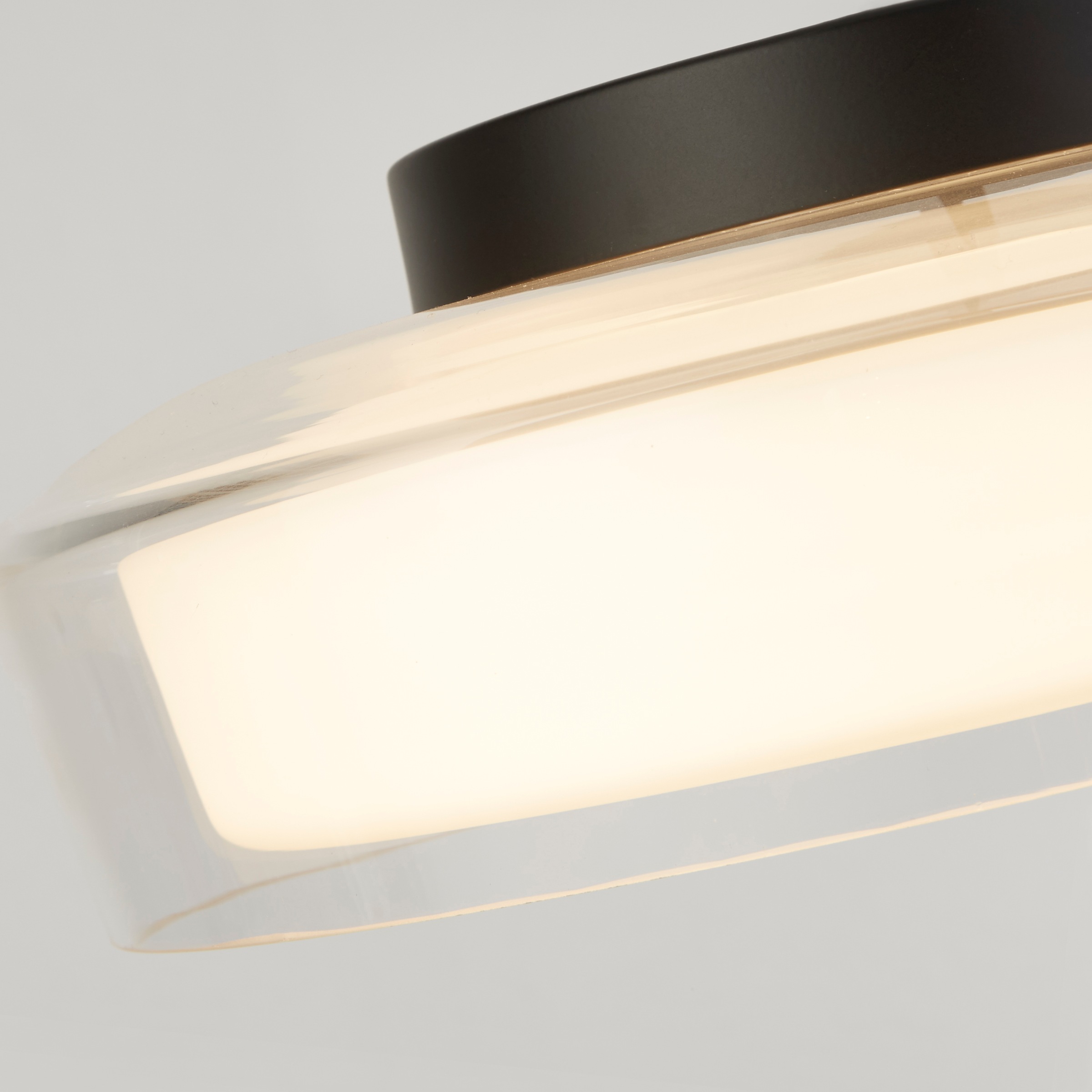 Searchlight Deckenleuchte »Puck Flush  - Black Metal, Clear & Opal Glass« LED-Modul 1 Stk. Warmweiß