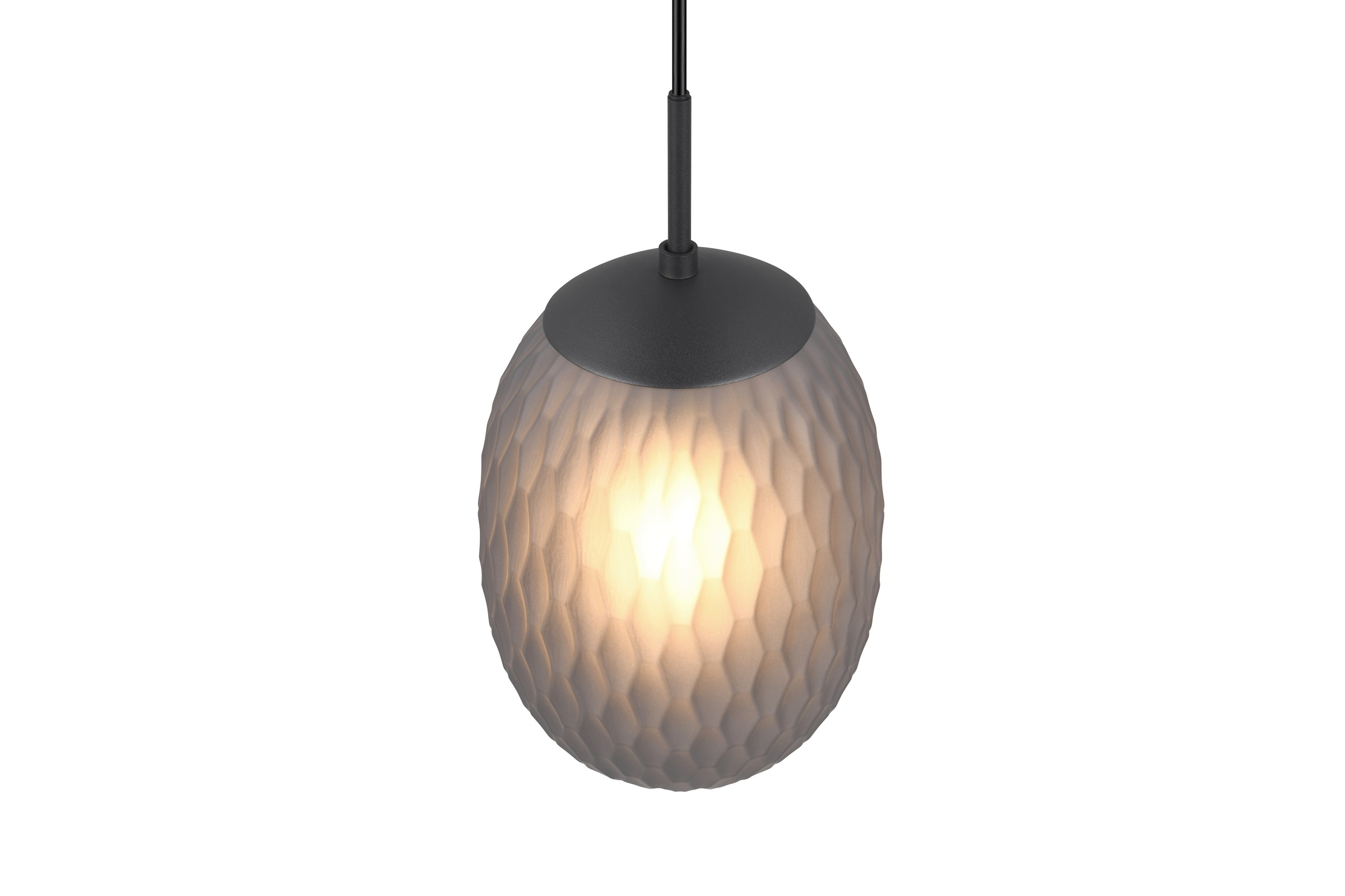 TRIO Leuchten Pendelleuchte »FACETTE, Hängeleuchte mit facettiertem Glasschirm in rauchgrau Ø 18cm« E27 1 Stk. warmweiß - kaltweiß exkl. Leuchtmittel E27 max 25W, Höhe einstellbar max 150cm