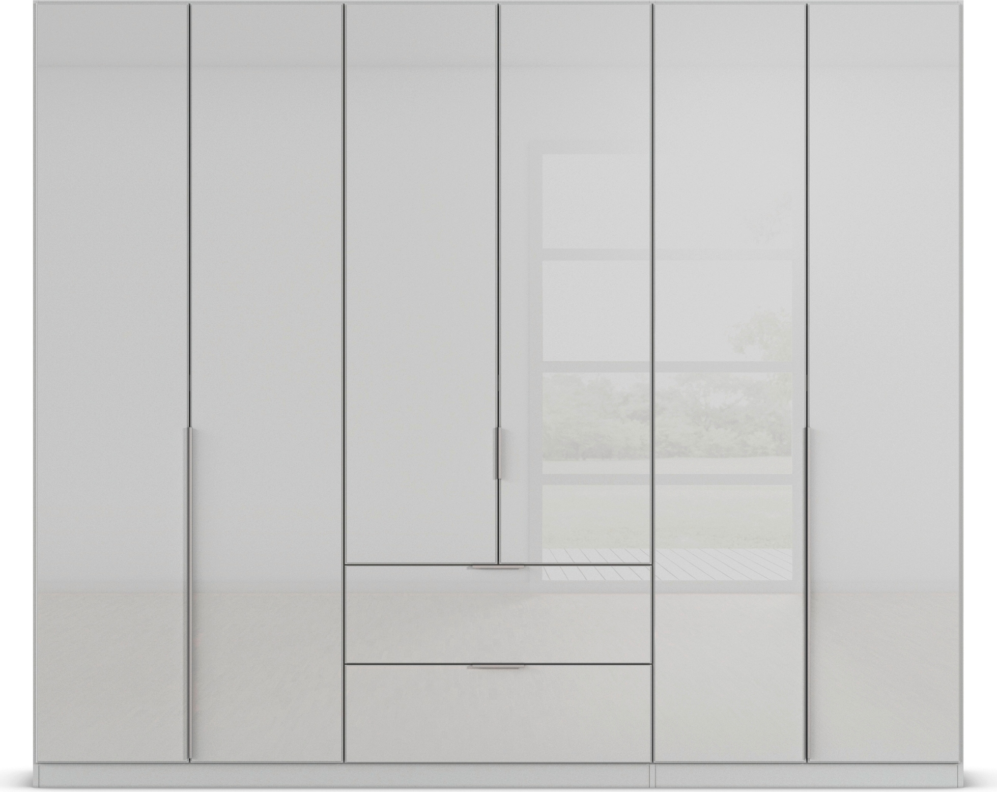 rauch Drehtürenschrank »Kleiderschrank Kleiderschränke Schrank Garderobe AGORDO mit Glasfront«, (in zwei Griff-Farben mit Glasfront), mit Außenschubkästen, in 6 Breiten und 2 Höhen MADE IN GERMANY