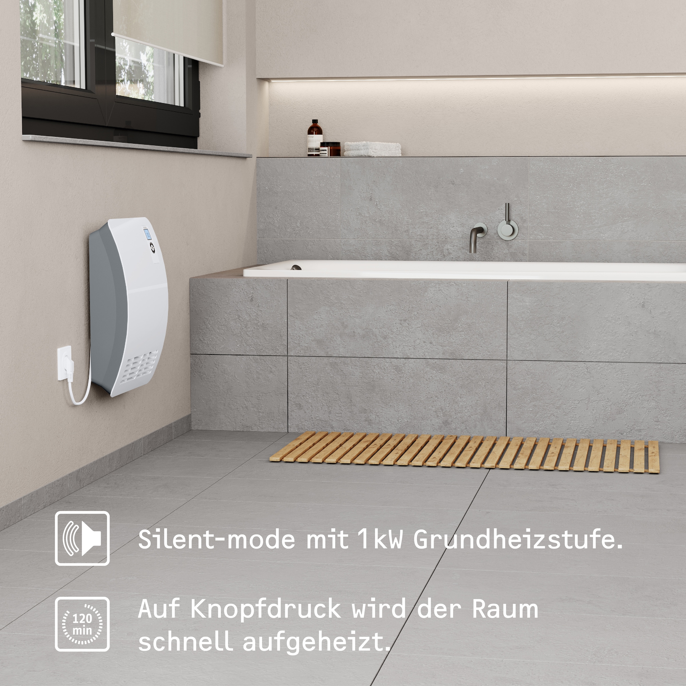 STIEBEL ELTRON Badschnellheizer »CK 20 Premium, Heizlüfter energiesparend, 2 kW«, VDE geprüft, LC-Display, Wochentimer, 120 Min. Timer, Silent Mode