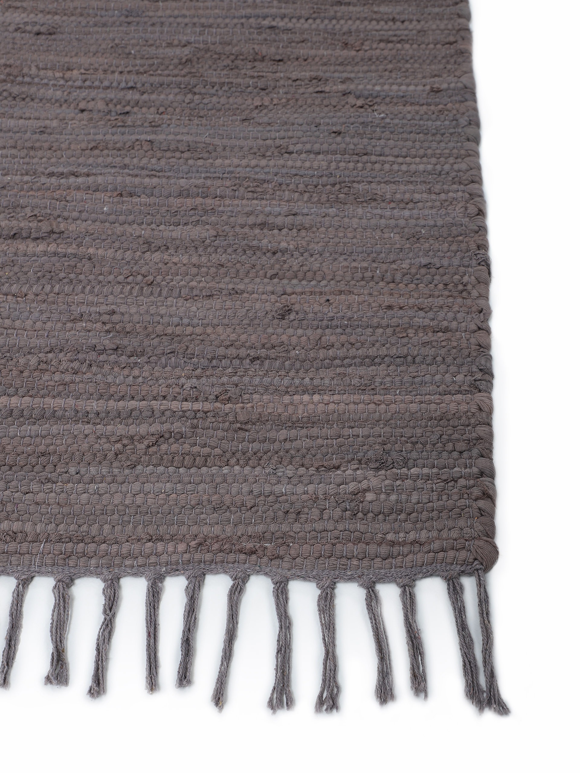 carpetfine Teppich »Kelim Chindi uni«, rechteckig, 5 mm Höhe, Wendeteppich, reine Baumwolle, handgewebt, Uni-Farben, mit Fransen
