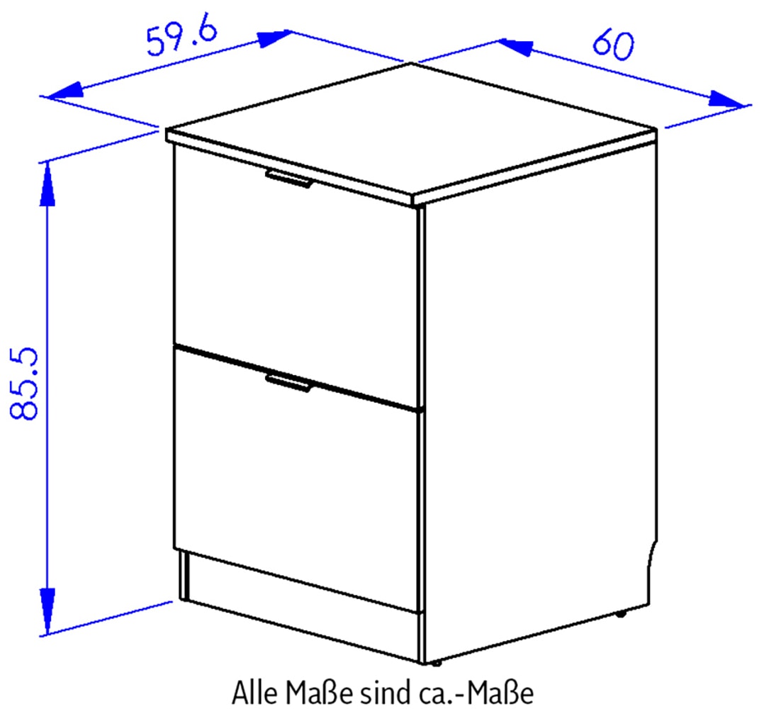 Gami Schrankmodule »Eden Küche Topfschrank B.60 2 Auszügen« Topfschrank mit 2 Auszügen B.60