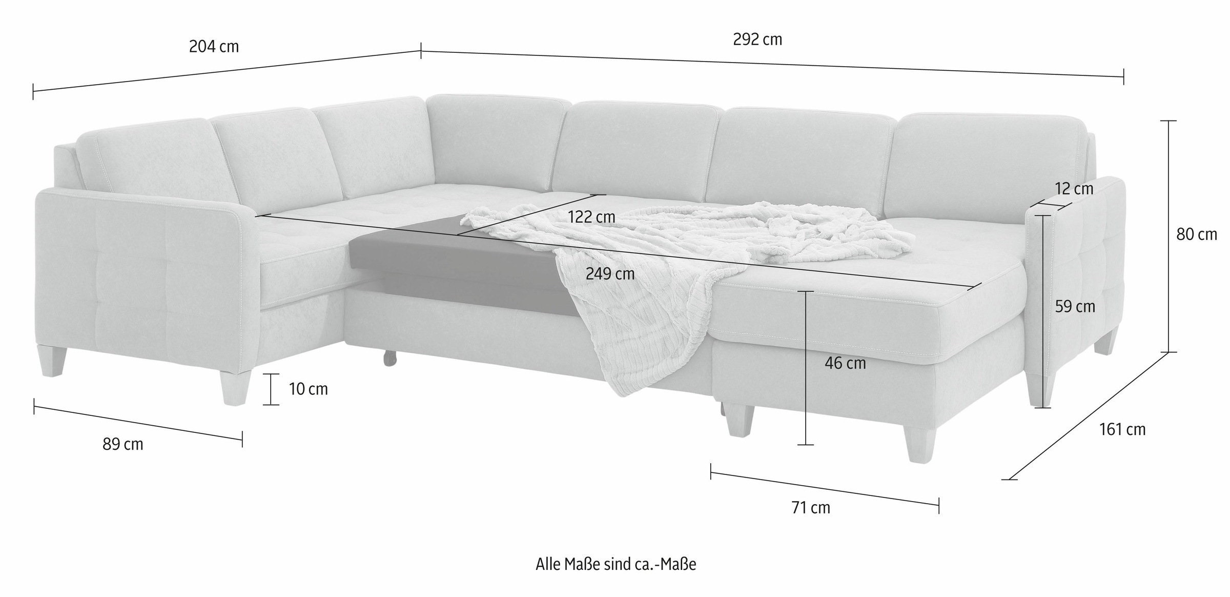 Home affaire Wohnlandschaft »Earl U-Form«, wahlweise auch mit Bettfunktion oder Bettfunktion mit Bettkasten