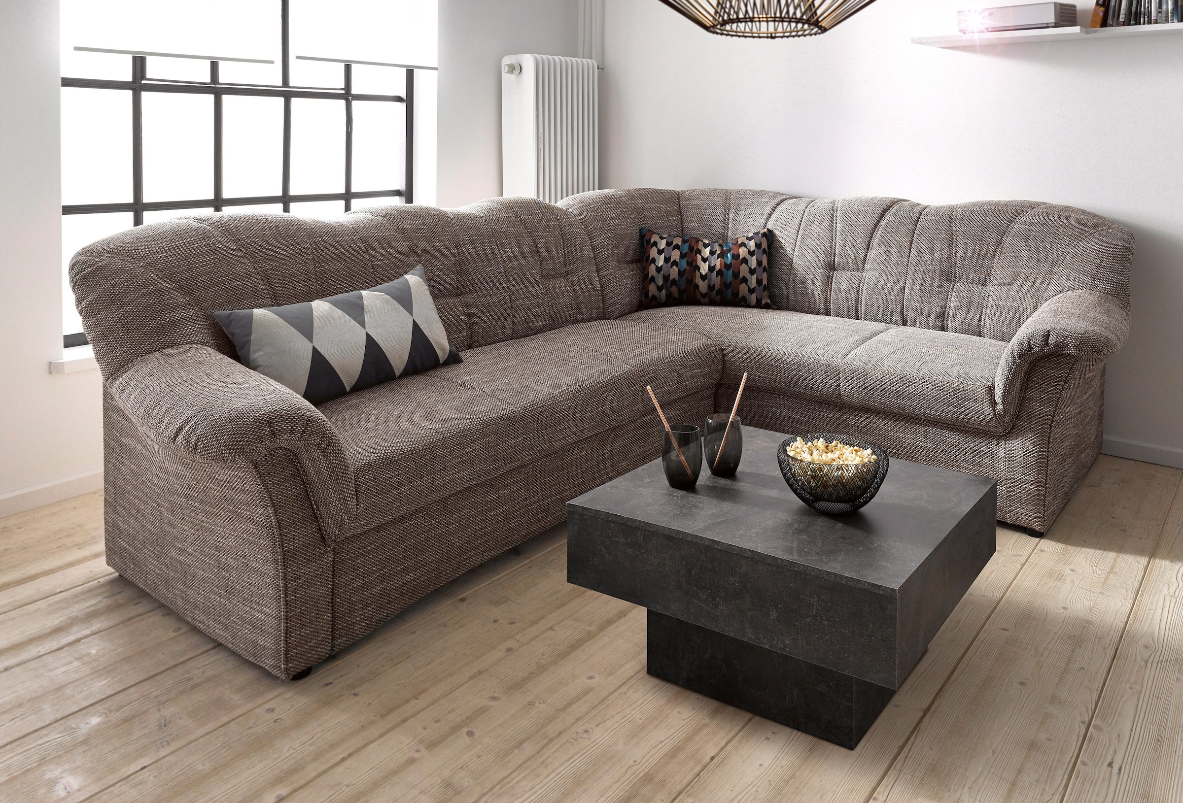 DOMO collection Ecksofa »Papenburg B/T/H: 242/190/84 cm L-Form«, wahlweise mit Bettfunktion, Langer Schenkel links oder rechts