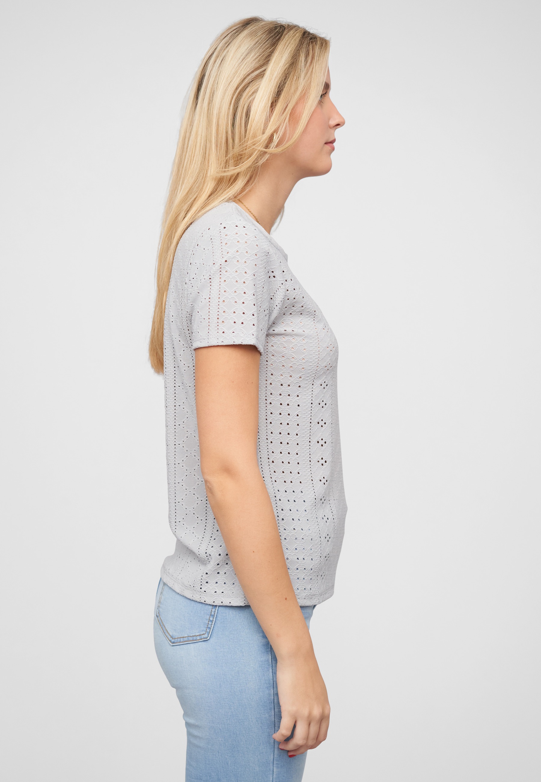 CLOUD 5IVE T-Shirt »CLOUD 5IVE T-Shirt mit Lochmuster und Rundhals« 1 Stk.