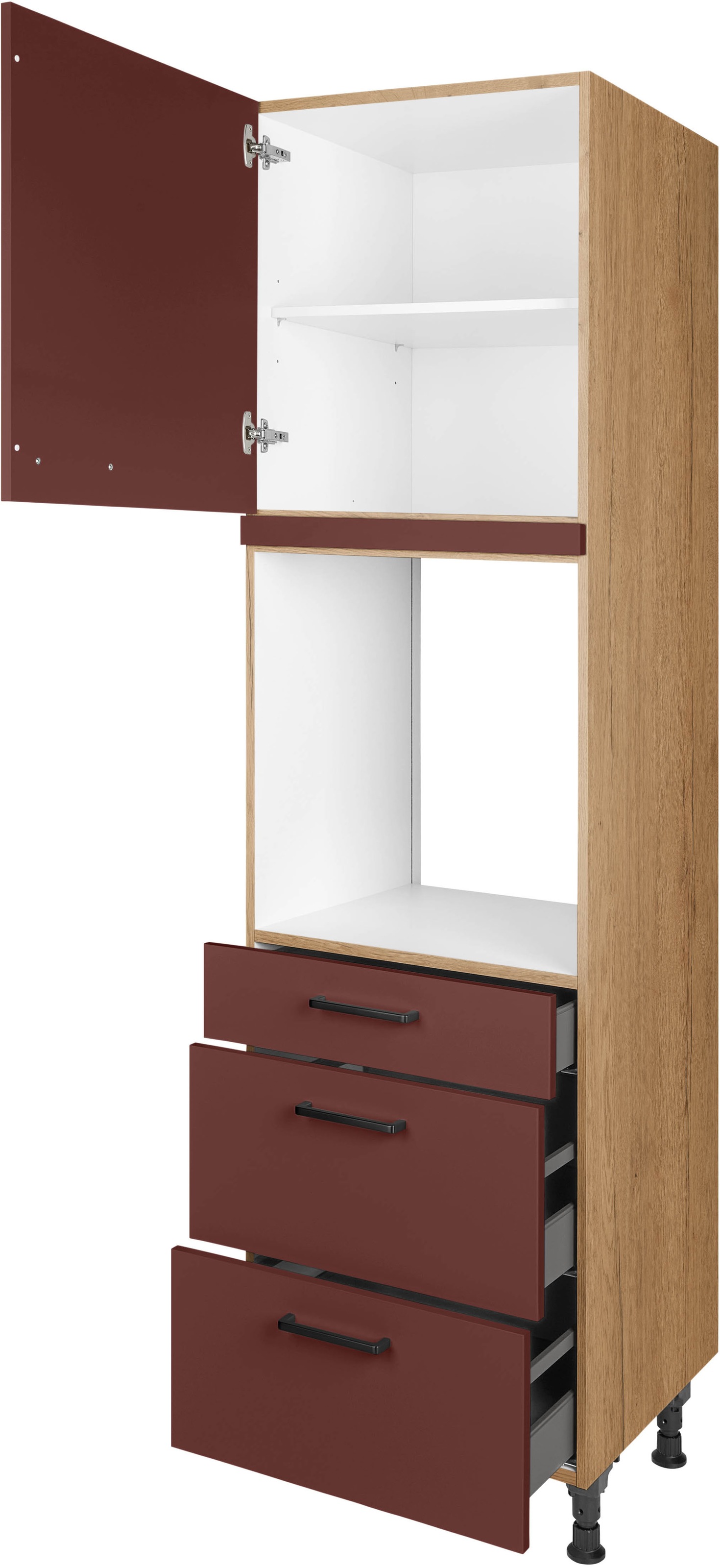 nobilia® Backofenumbauschrank »"Easytouch", Ausrichtung wählbar, mit Schublade und zwei Auszügen und«, einer Tür, vormontiert, Breite/Höhe: 60/216,6 cm