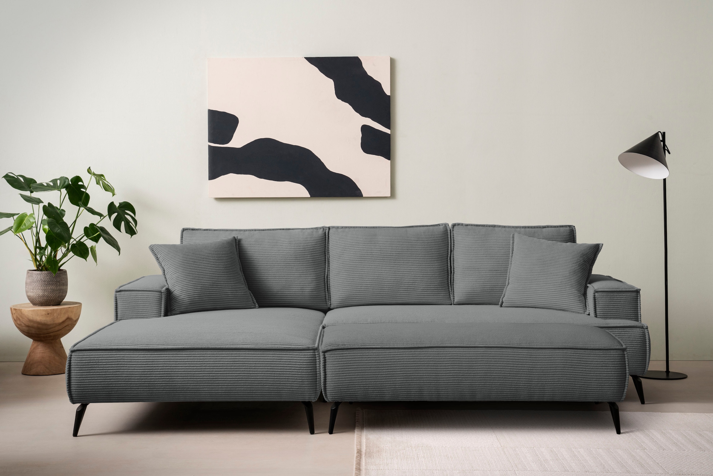 andas Sitzgruppe »TVINNU, Polsterecke L-Form, Schlaffunktion, mit Hocker«, (Set, 2 tlg.), stellbar zum Schlafsofa (Krokodilverbinder)