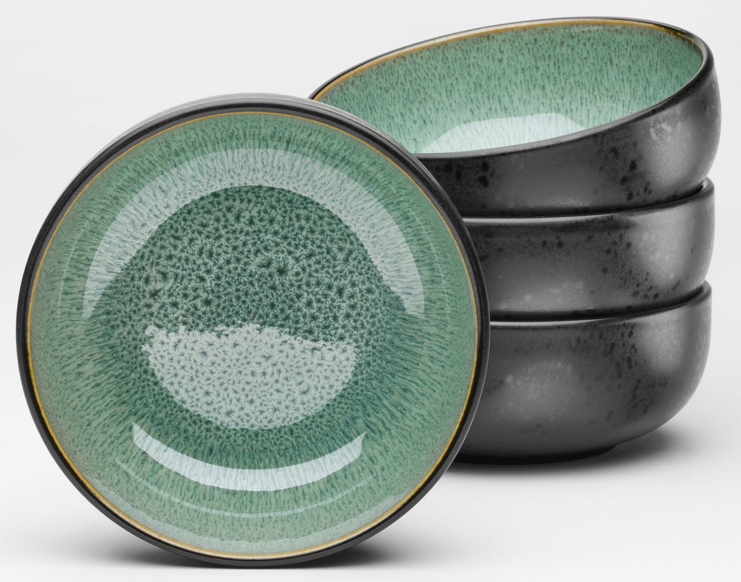 Töchter & Söhne Schale »Mia« 4 Stk. aus Steingut reaktiv glasierte Innenseite, matte schwarze Glasur auf der Außenseite