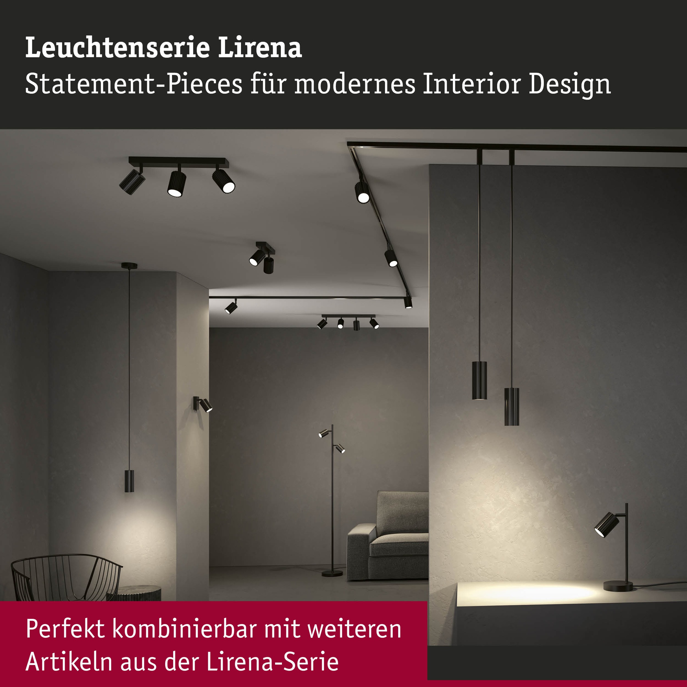 Paulmann Stehlampe »Lirena max 2x7W GU10 Schwarz  230V Metall« GU10 2 Stk. markante Lamellenstruktur
