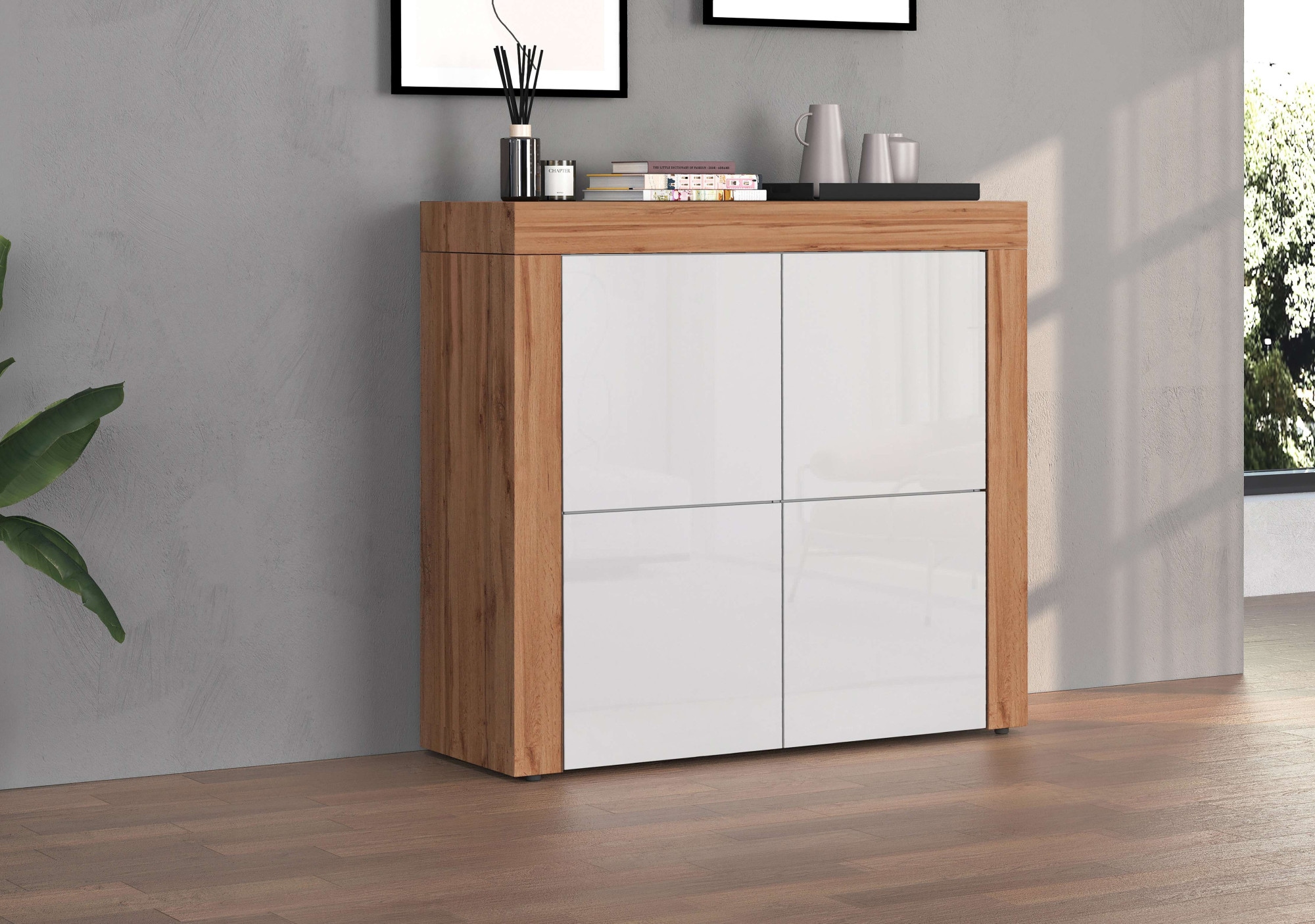 INOSIGN Highboard »CHRONOS Breite 140 cm mit 4 Türen und 8 Fächer 'Made in Italy'«, (1 St.), Hohes Sideboard, Kommode, Schrank, Grifflos mit Push to Open
