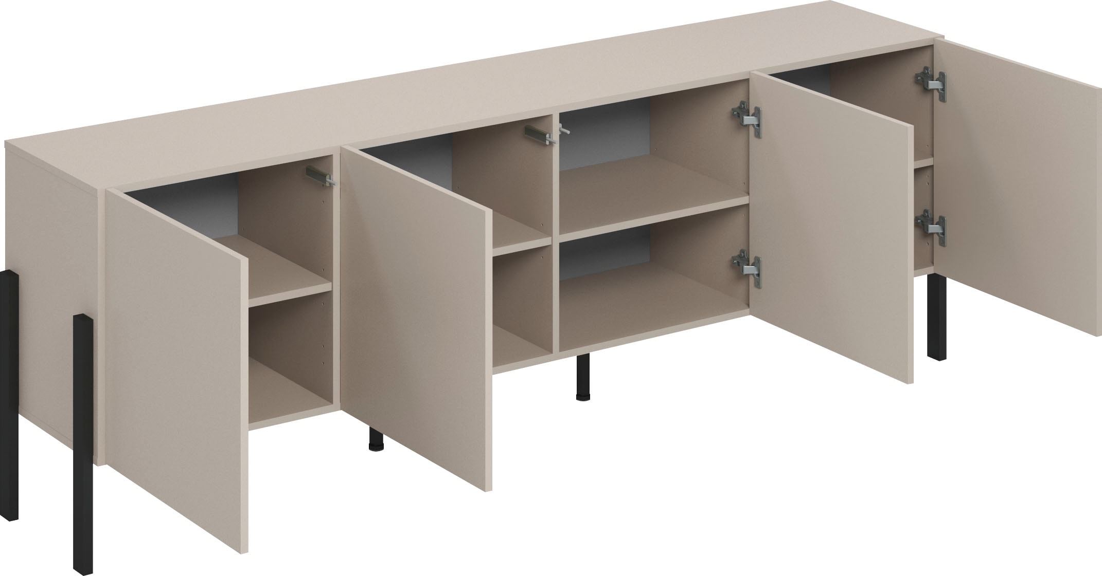 INOSIGN Kommode »Jukon,Breite 200 cm, moderne grifflose Kommode,4 Türen«, Sideboard, Anrichte viel Stauraum, push-to-open-Funktion