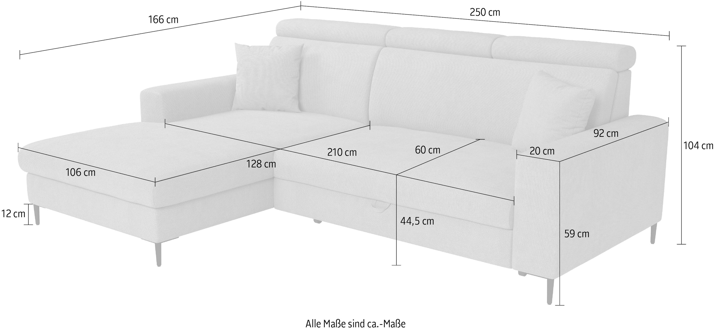 Trends by HG Ecksofa »Nizza« Schlaffunktion + Bettkasten