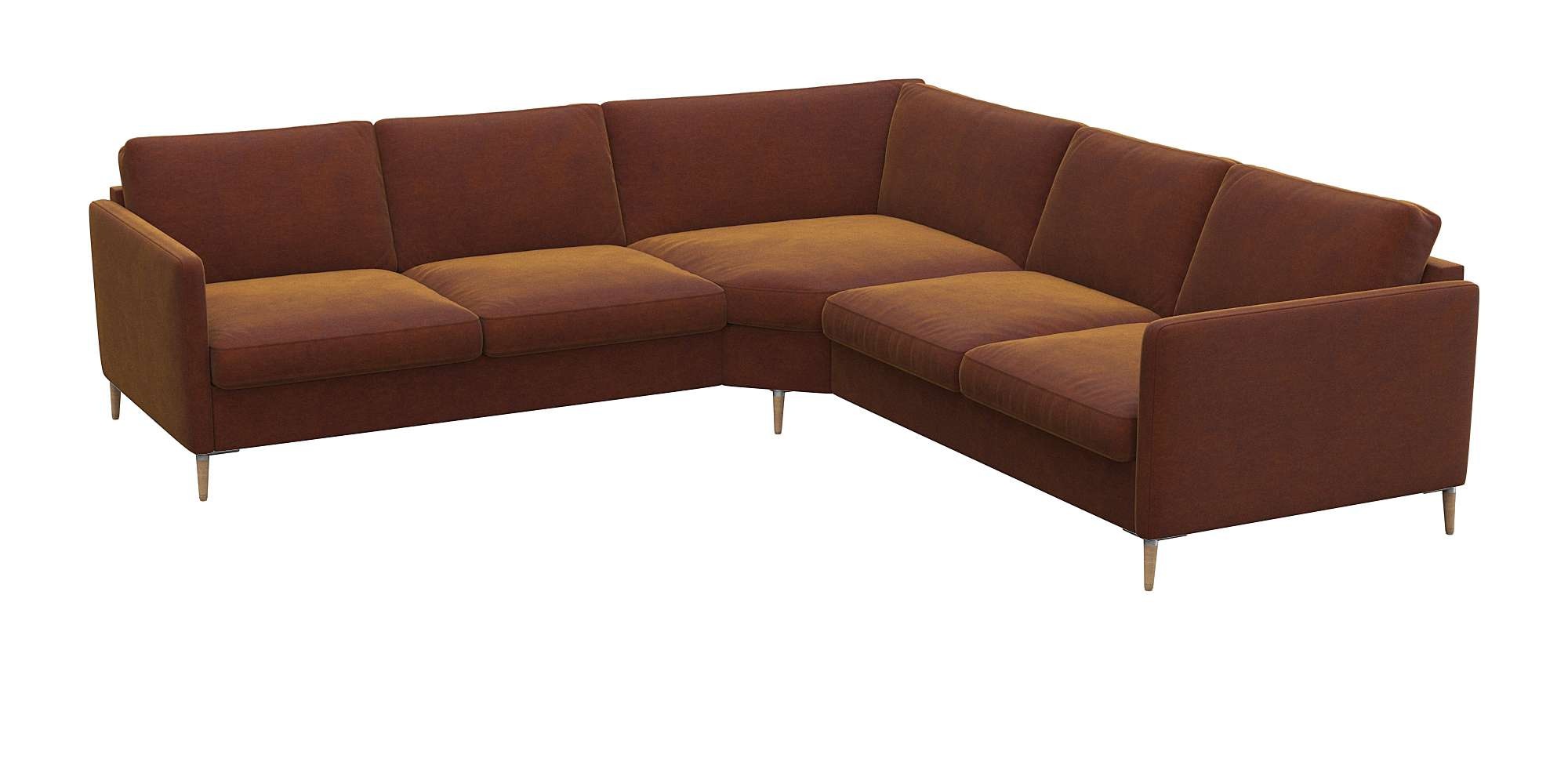 FLEXLUX Ecksofa »Fiore, gleichschenklig, bequem durch hochwertigem Sitzaufbau«, schmale Armlehnen, Kaltschaum, Füße Alu+ Eiche