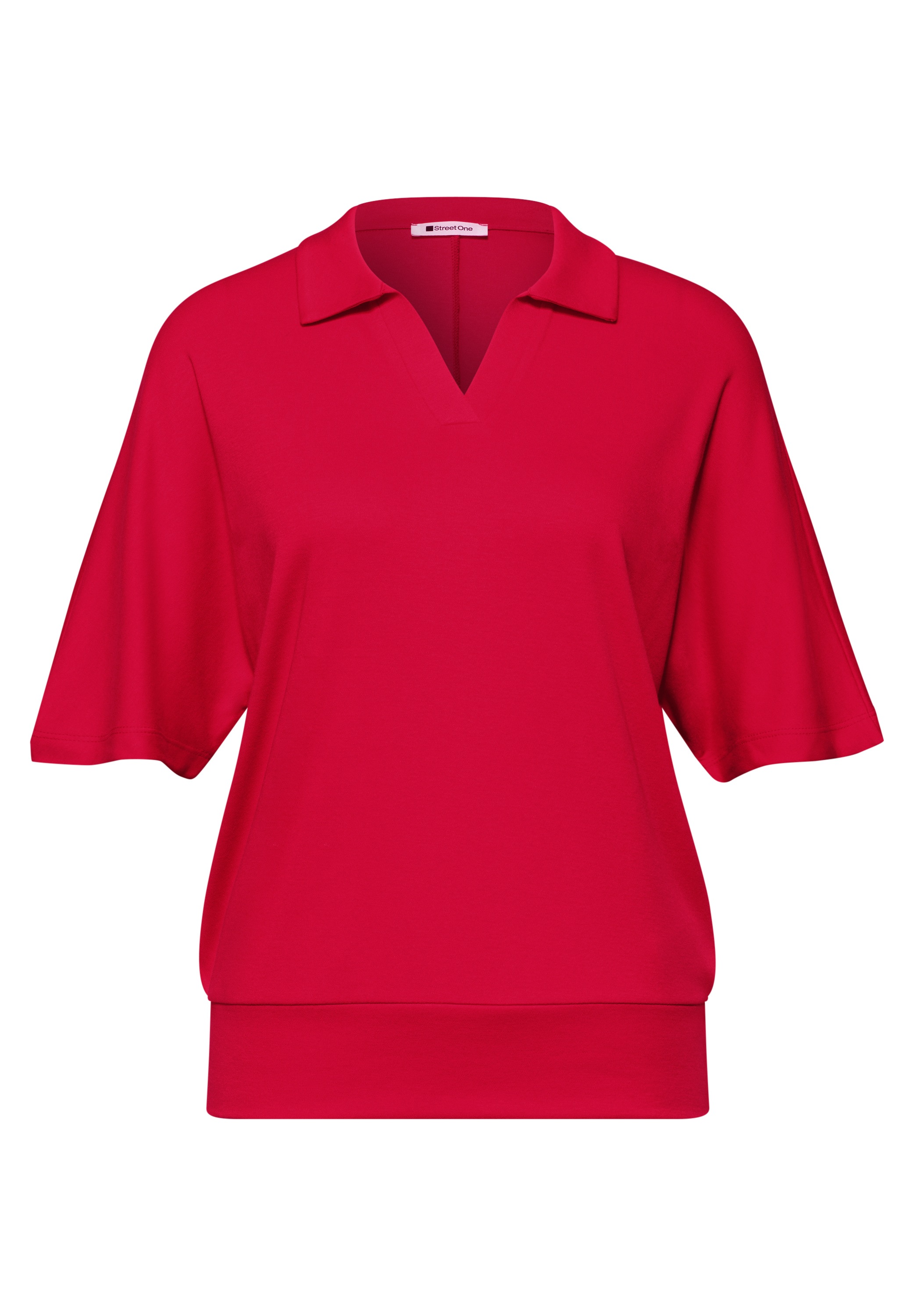 STREET ONE Poloshirt Sommershirt mit breitem elastischem Bund