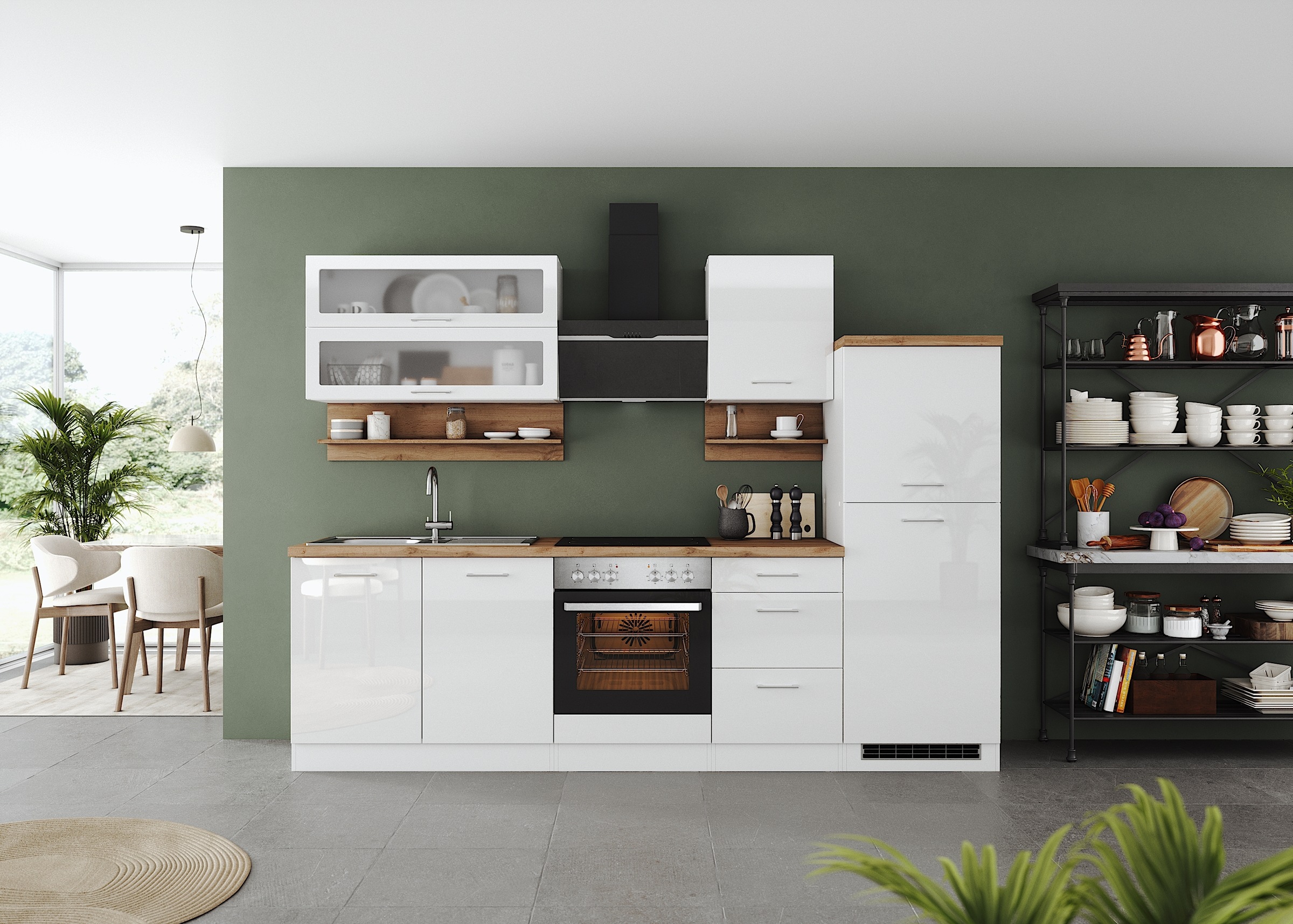 KOCHSTATION Küchenzeile »KS-Milan« 270 cm breit, robuste Metallauszüge, vie günstig online kaufen