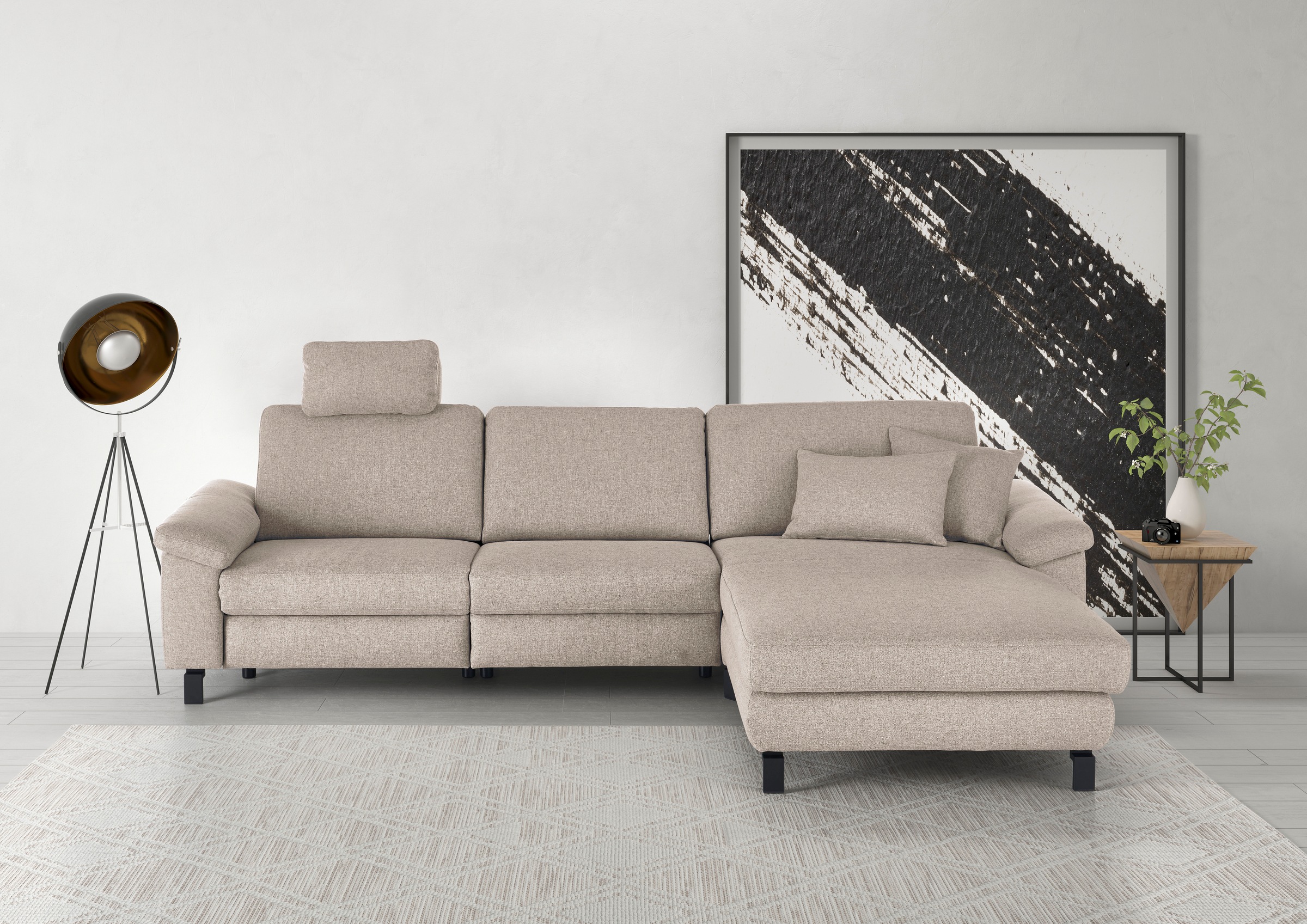 3C Candy Ecksofa »Mainau L-Form«, Relaxfunktion im 1,5-Sitzer, motorische Schlaffunktion in Longchair
