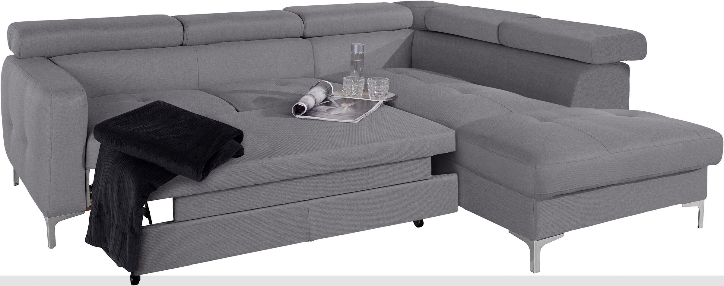 COTTA Ecksofa »Sammy L-Form«, mit Kopfteilverstellung, wahlweise mit Bettfunktion & Bettkasten