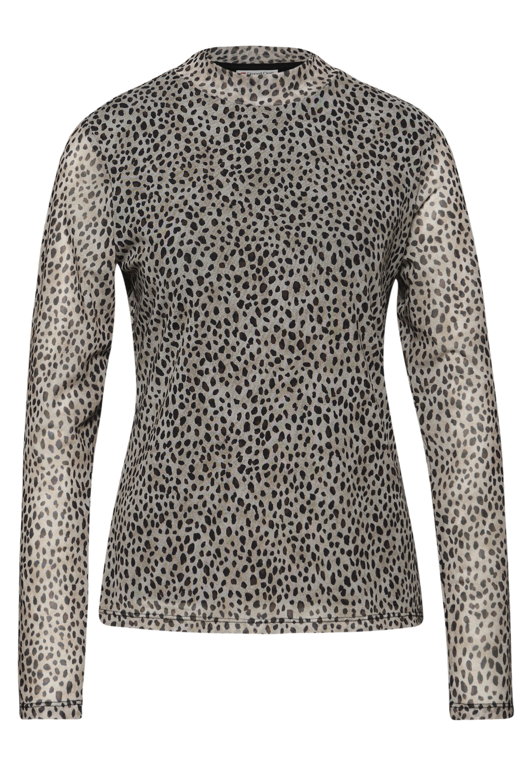 STREET ONE Langarmshirt in transparenter Mesh-Qualität und Leo-Muster