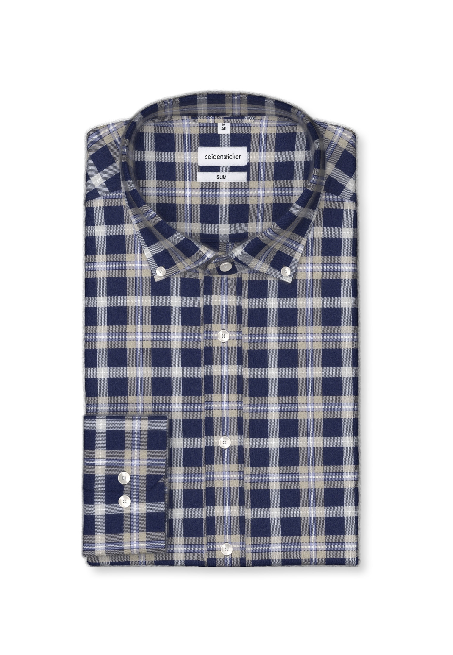 seidensticker Flanellhemd »Shaped« Shaped 1/1 Button-Down-Kragen Karo