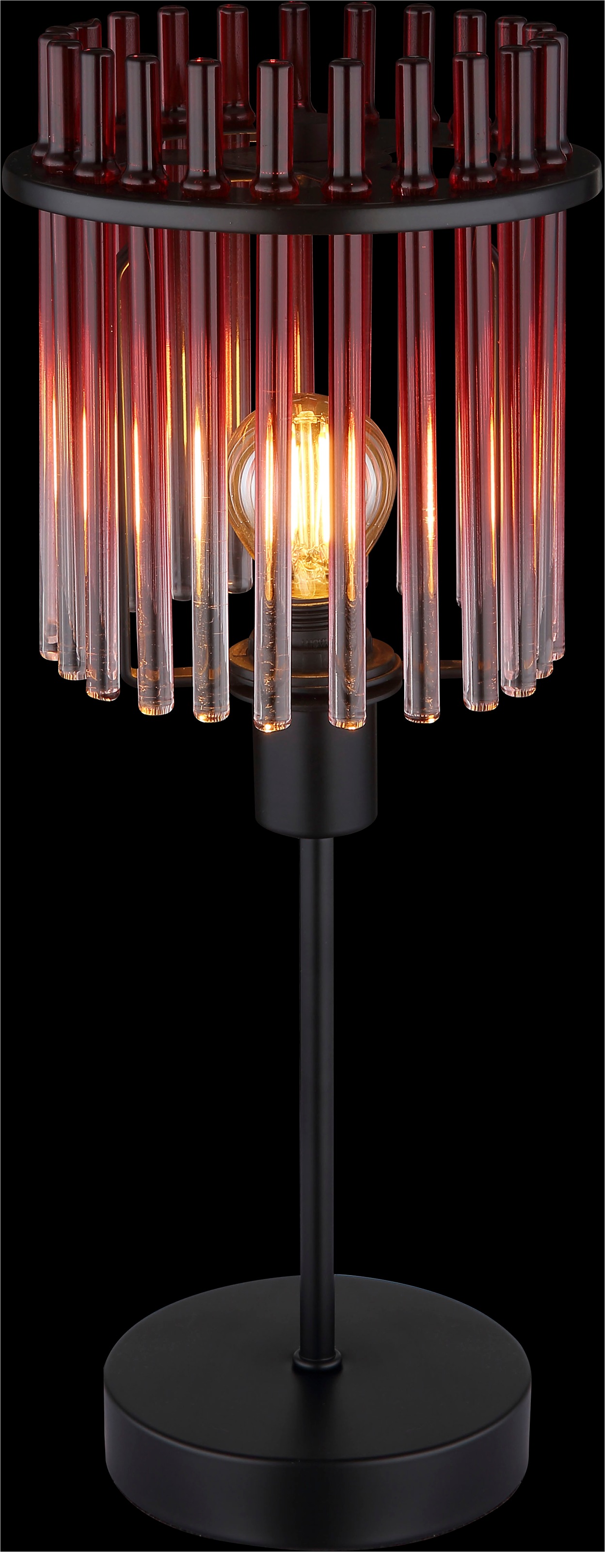 GLOBO LIGHTING Tischleuchte »GORLEY« E14 1 Stk. Tischlampe Glasstäbe brombeerfarben klar verlaufend elegant