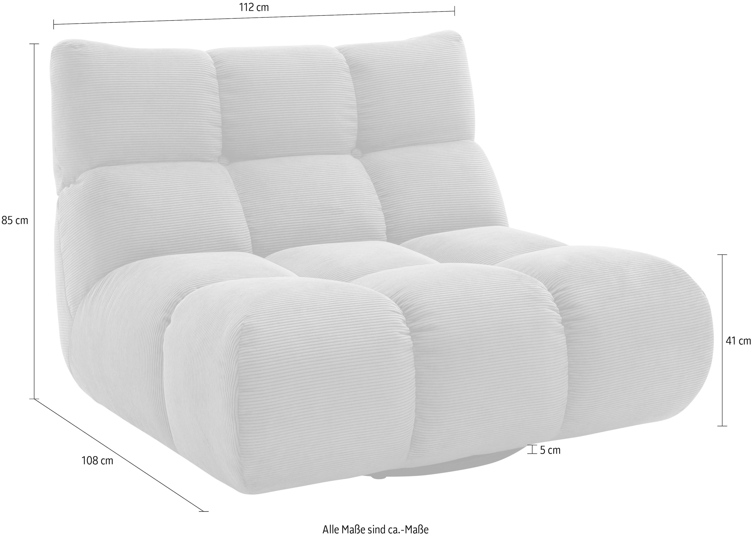 Home affaire 1,5-Sitzer »Cozy Bubble, 360° drehbarer Sessel, Breite 107cm« mit eleganter Steppung, Rundumbezug & weicher Polsterung