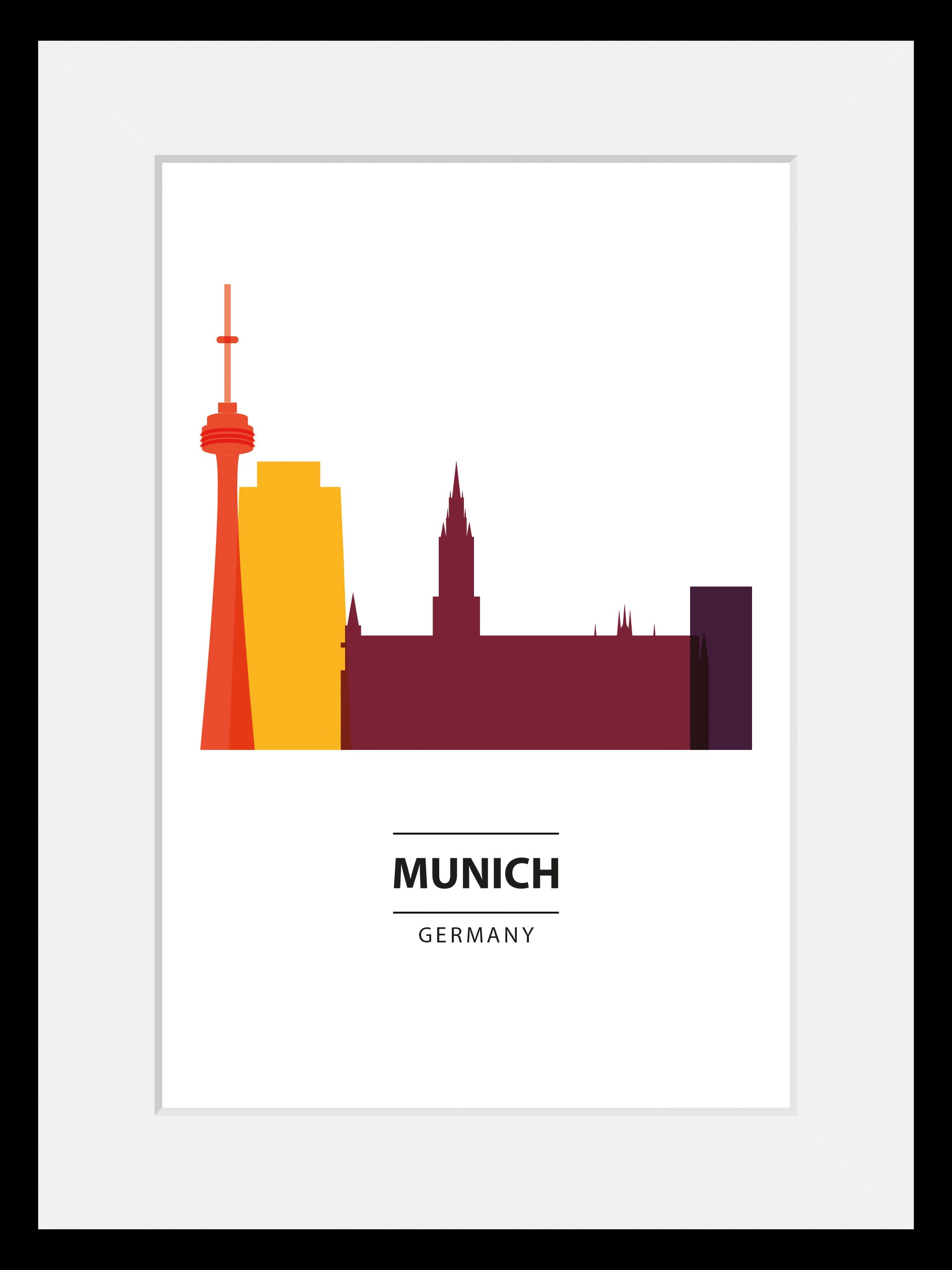 queence Bild »München Skyline bunt«, Gebäude-Kirche-Religion-München-Deutsc günstig online kaufen