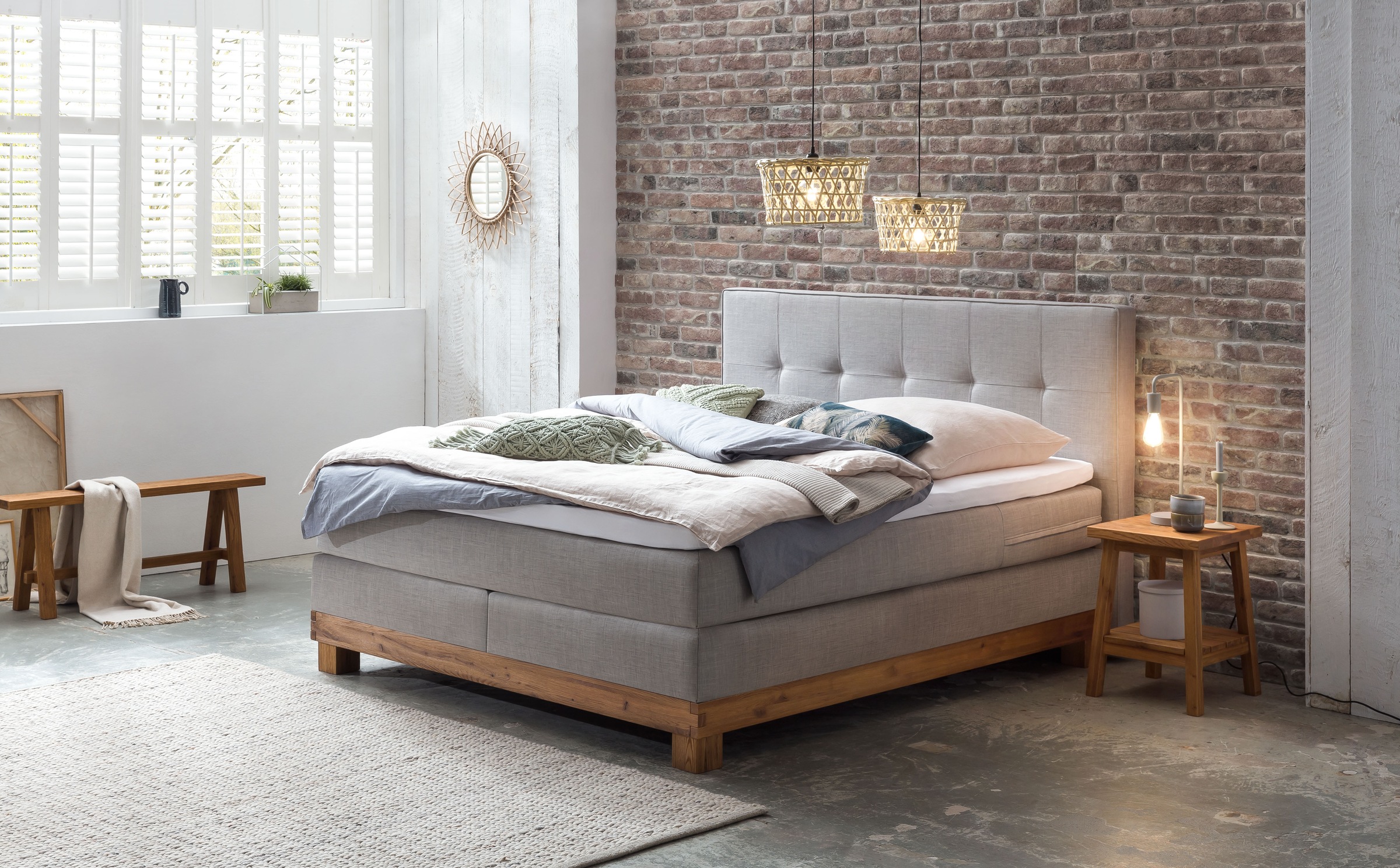 HASENA Boxspringbett "Finca" mit Punktstepung im Kopfteil, Unterbau in Wild günstig online kaufen