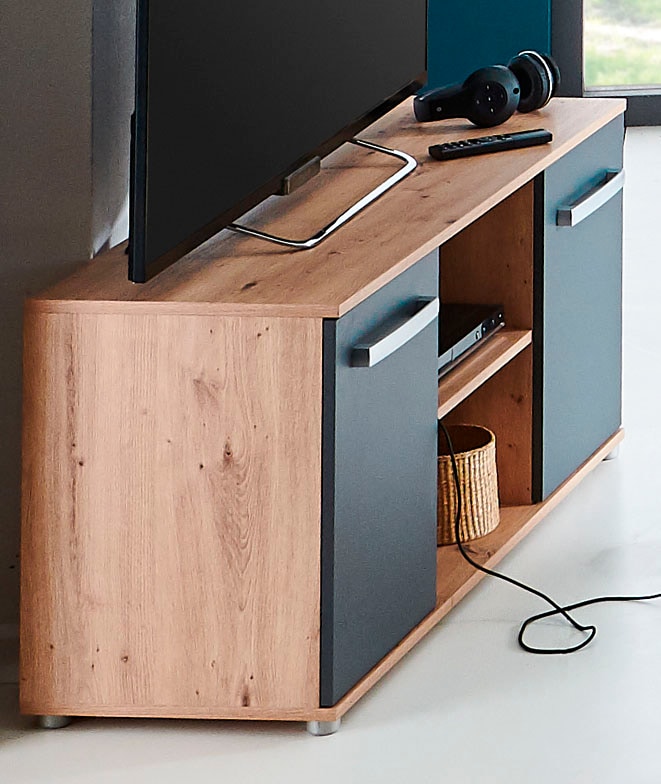 arthur berndt Jugendzimmer-Set »Alessio«, (Set, 5 tlg., Bett, Kleiderschrank, Schreibtisch, Standregal und TV-Lowboard.), mit Melamin-Oberfläche