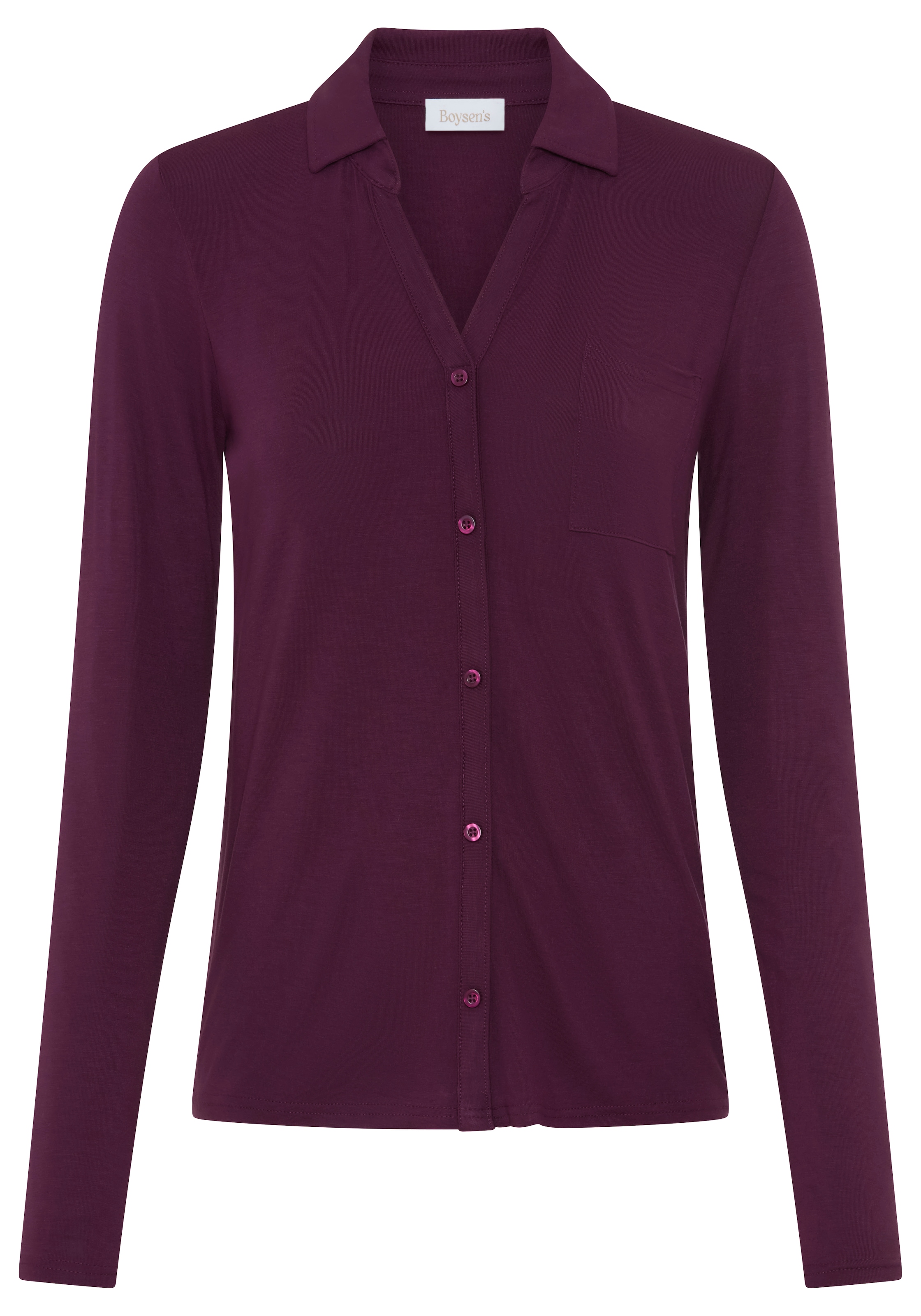 Boysen's Langarmshirt langärmel,  figurbetonter Schnitt,  Blusenkragen