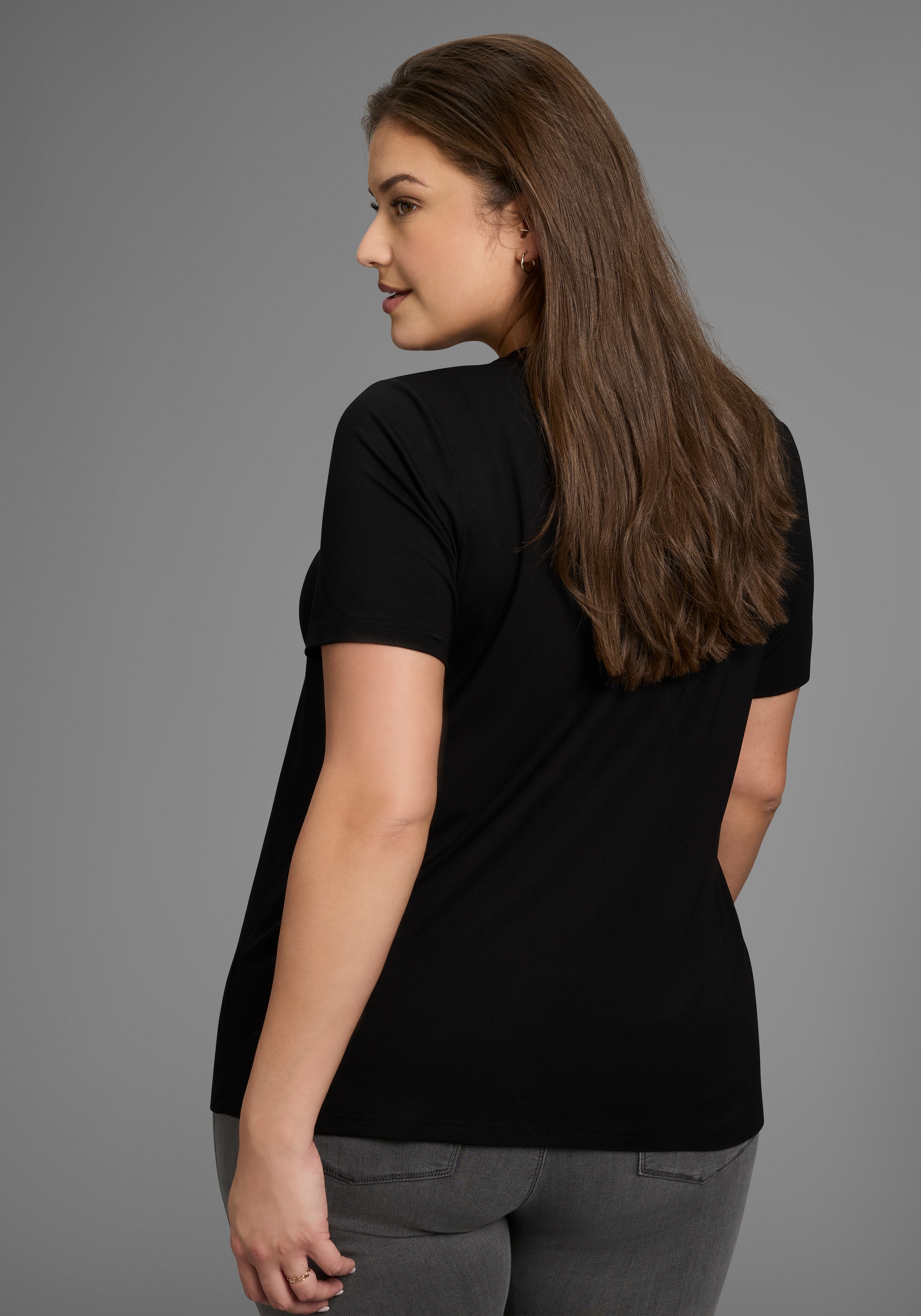 Laura Scott CURVE T-Shirt mit V-Ausschnitt aus fließender Viskose - GROSSE GRÖSSE