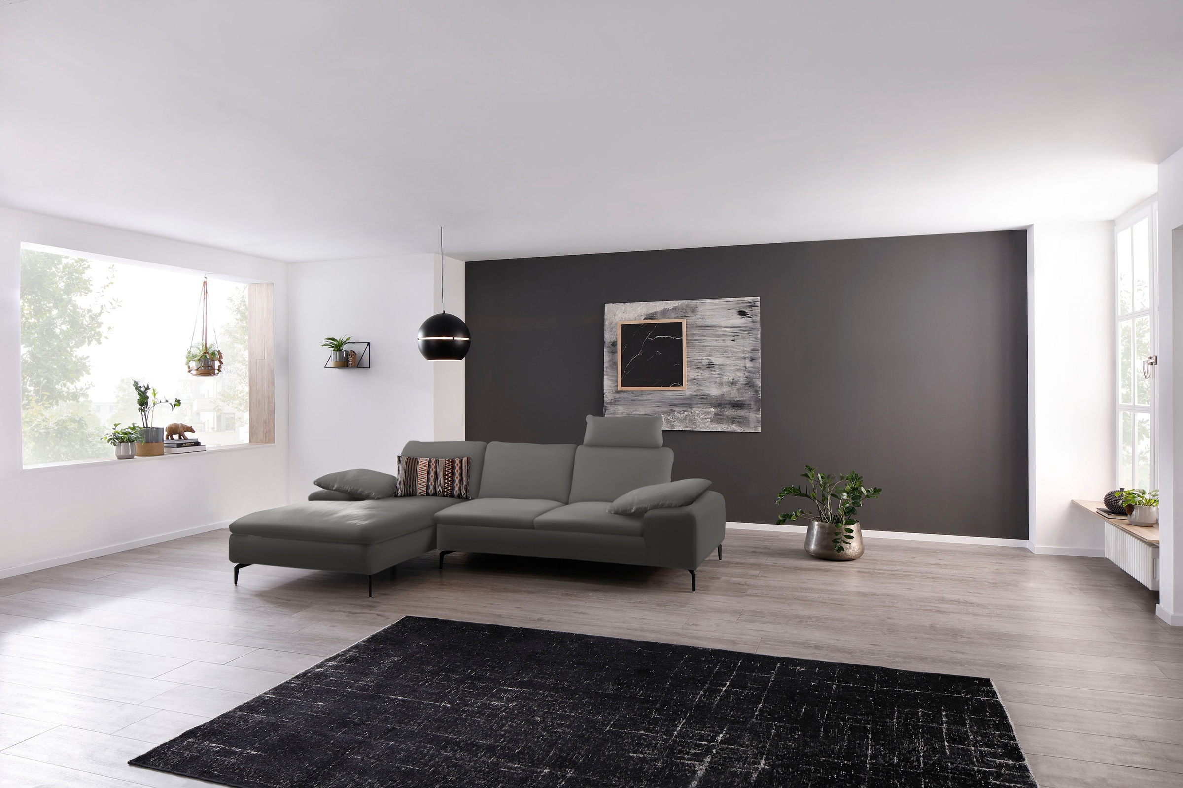 W.SCHILLIG Ecksofa »valentinoo, Designsofa, bequem, elegant und zeitlos, L-Form«, (Set), inklusive Hocker, mit Sitztiefenverstellung, Breite 299 cm